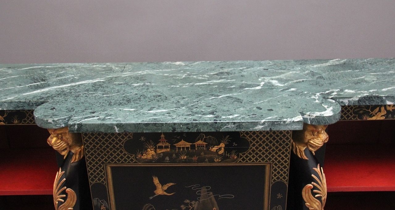 photo furniture Early 20th Century Chinoiserie Marble Top Cabinet