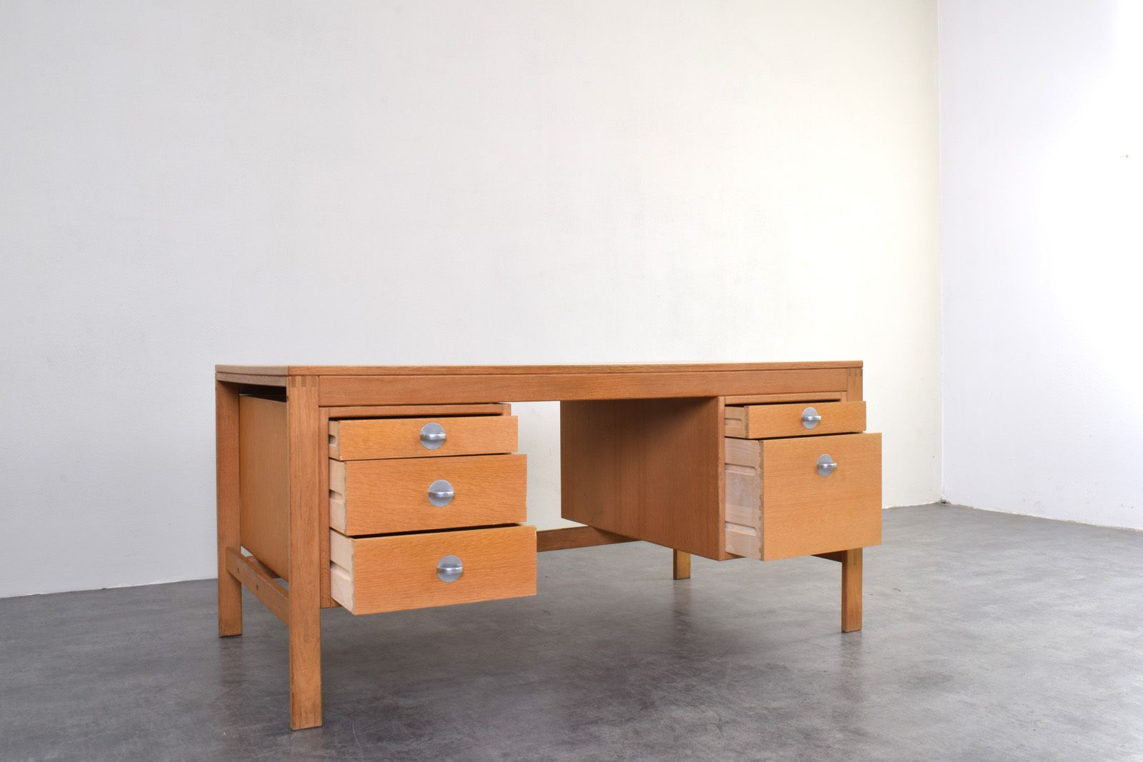 photo for sale Mid Century Oak Desk By Chr. Rasmussen For Randers Møbelfabrik, 1970s.