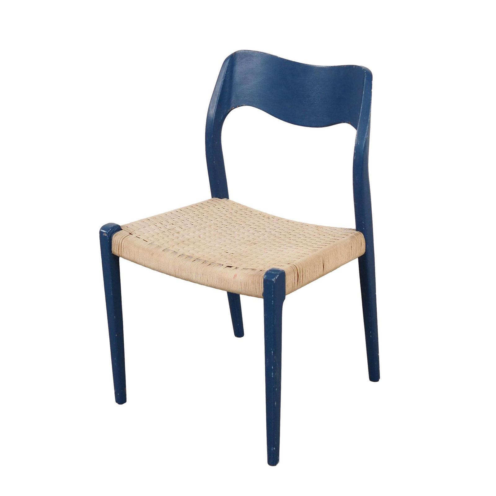 Blue Teak Chair, Danish Design, 1960s, Designer: Niels Otto Møller