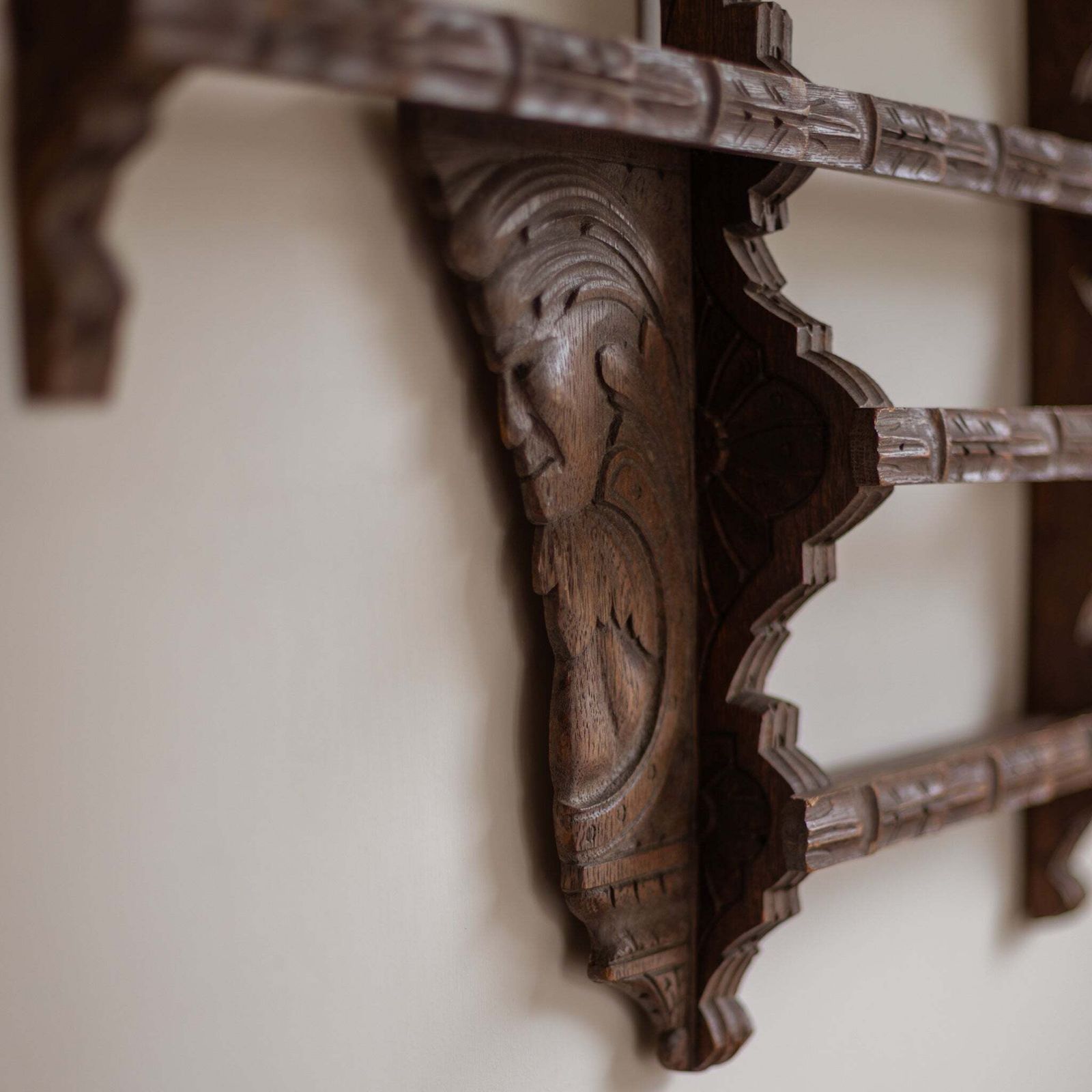 Antique Hand Carved Delft Wall Rack / Plate Rack photo 199.0