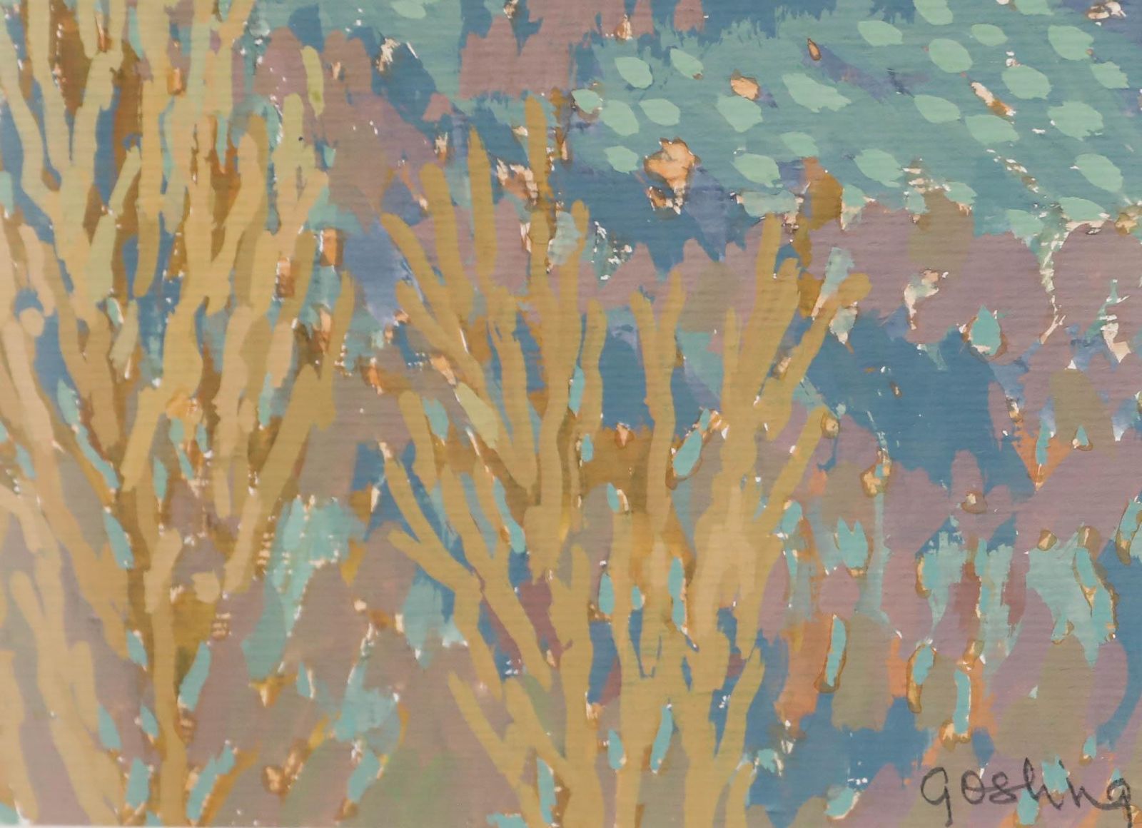 Annabel Gosling (B.1942) Contemporary Gouache, Mediterranean Hillside photo vinterior