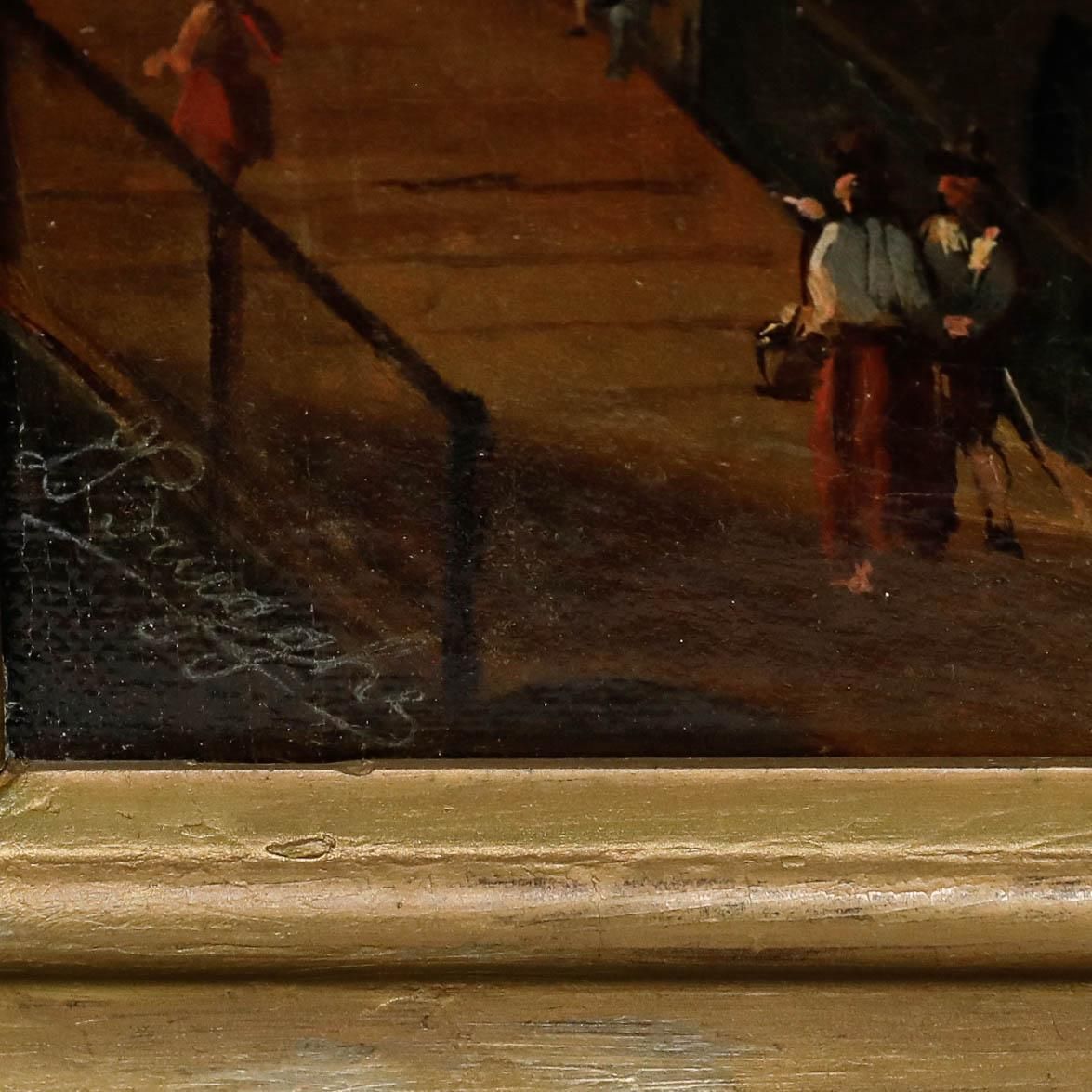 Framed 19th Century Oil Italian Waterway photo buy
