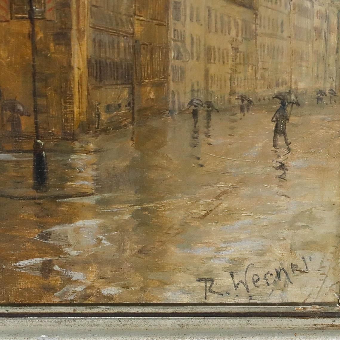 Framed Mid 20th Century Oil A Rainy Day In Frankfurt photo buy