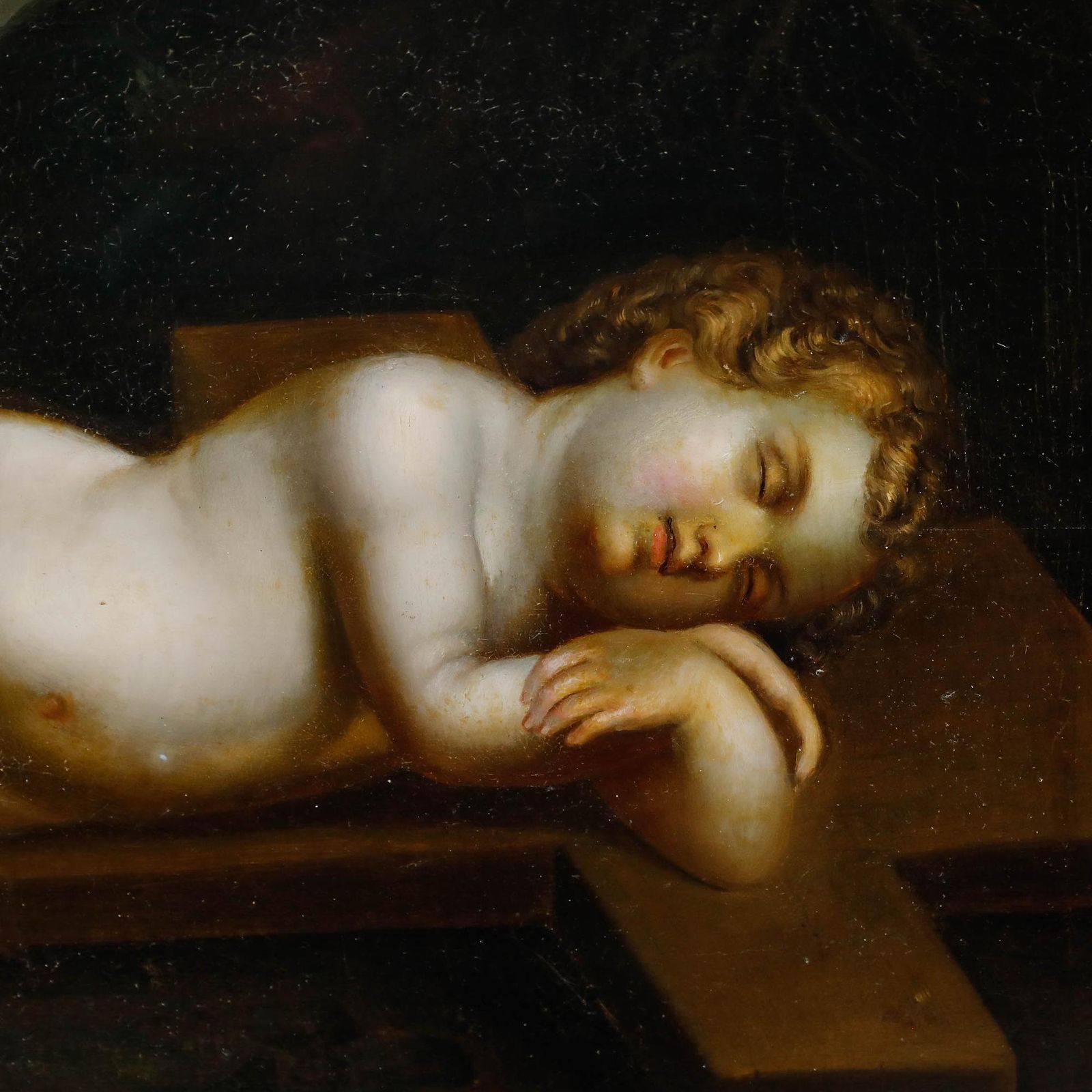 Italian School Late 19th Century Oil Sleeping Christ Child photo Art