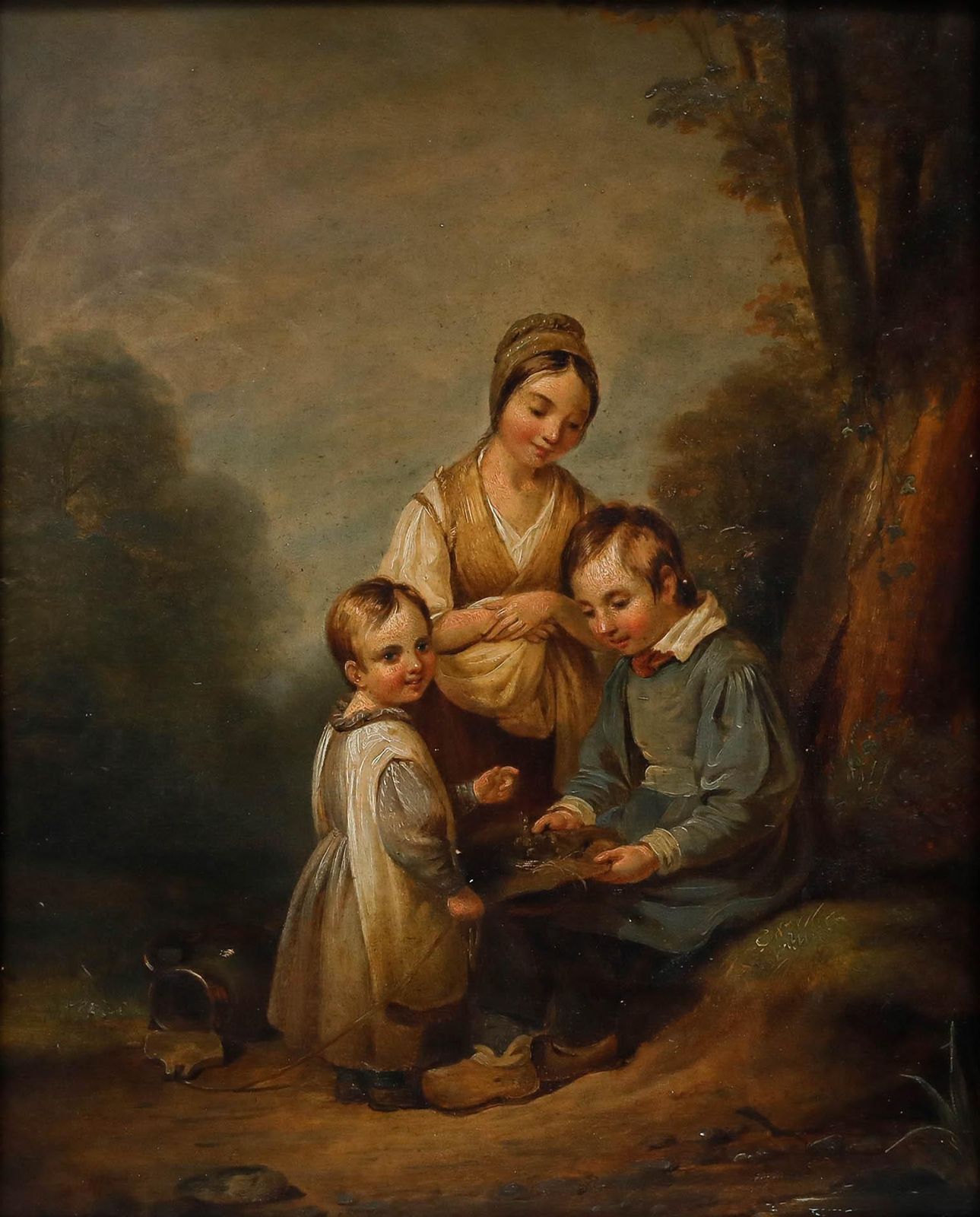 Clara Wulffaert (1812 1867) Framed Mid 19th Century Oil, The Bird Nest photo furniture