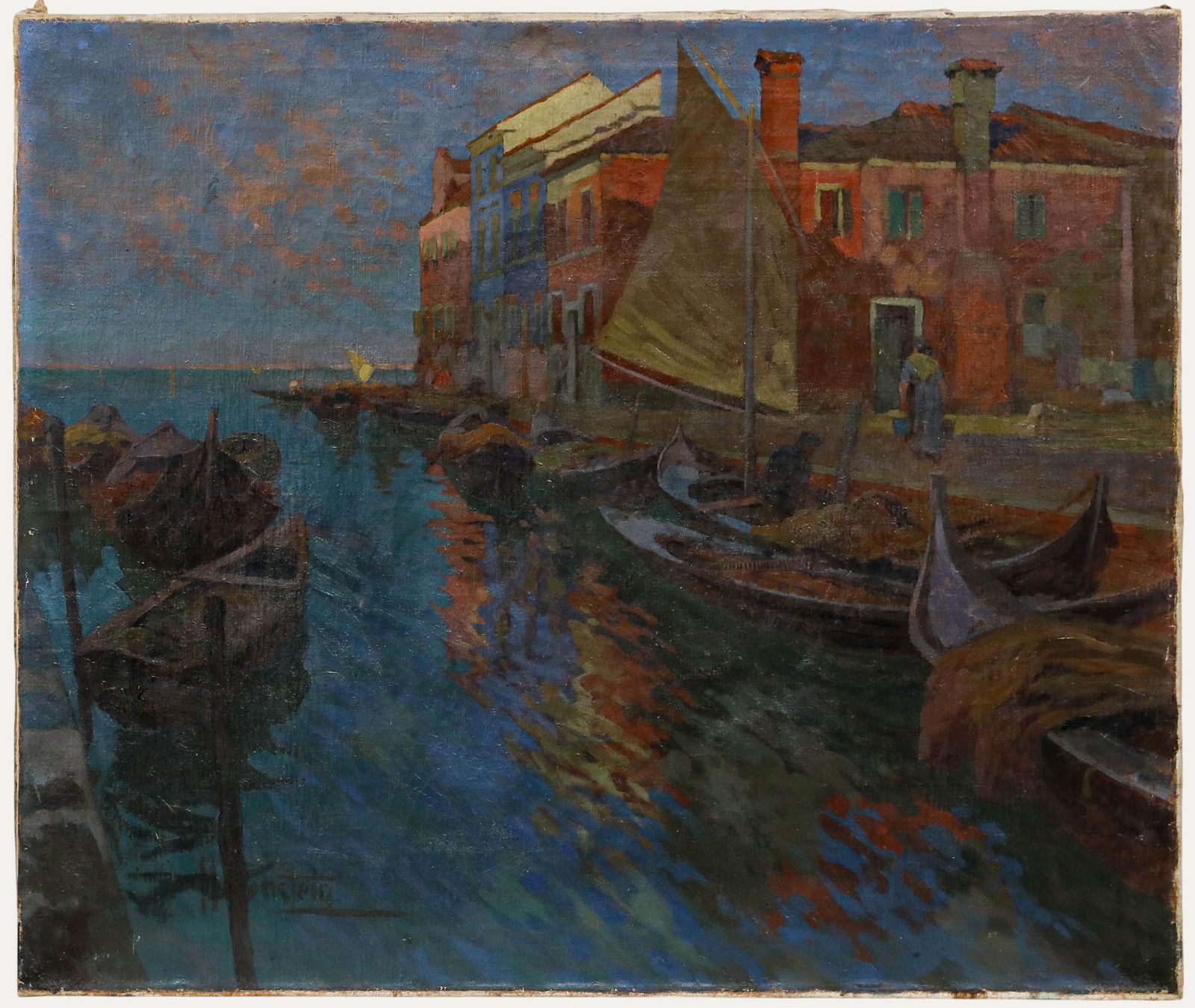 Adolf Hohenstein (1854 1928) Early 20th Century Oil, At The Harbour