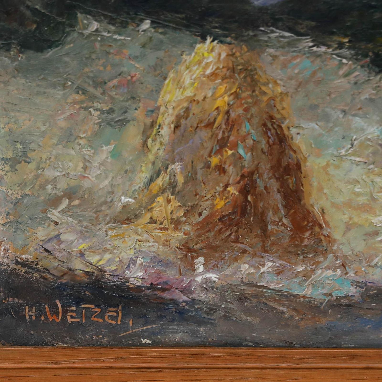 Heinz Wetzel (1858 1913) Framed Early 20th Century Oil, Golden Haystacks photo buy