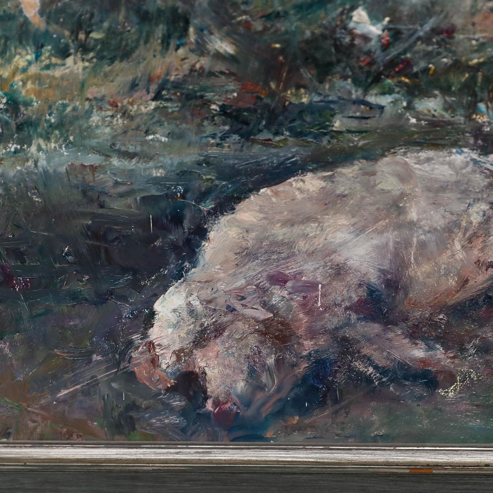 Gustaaf Van Loon (1912 1980) Framed 20th Century Oil, Sleeping Pig photo Art