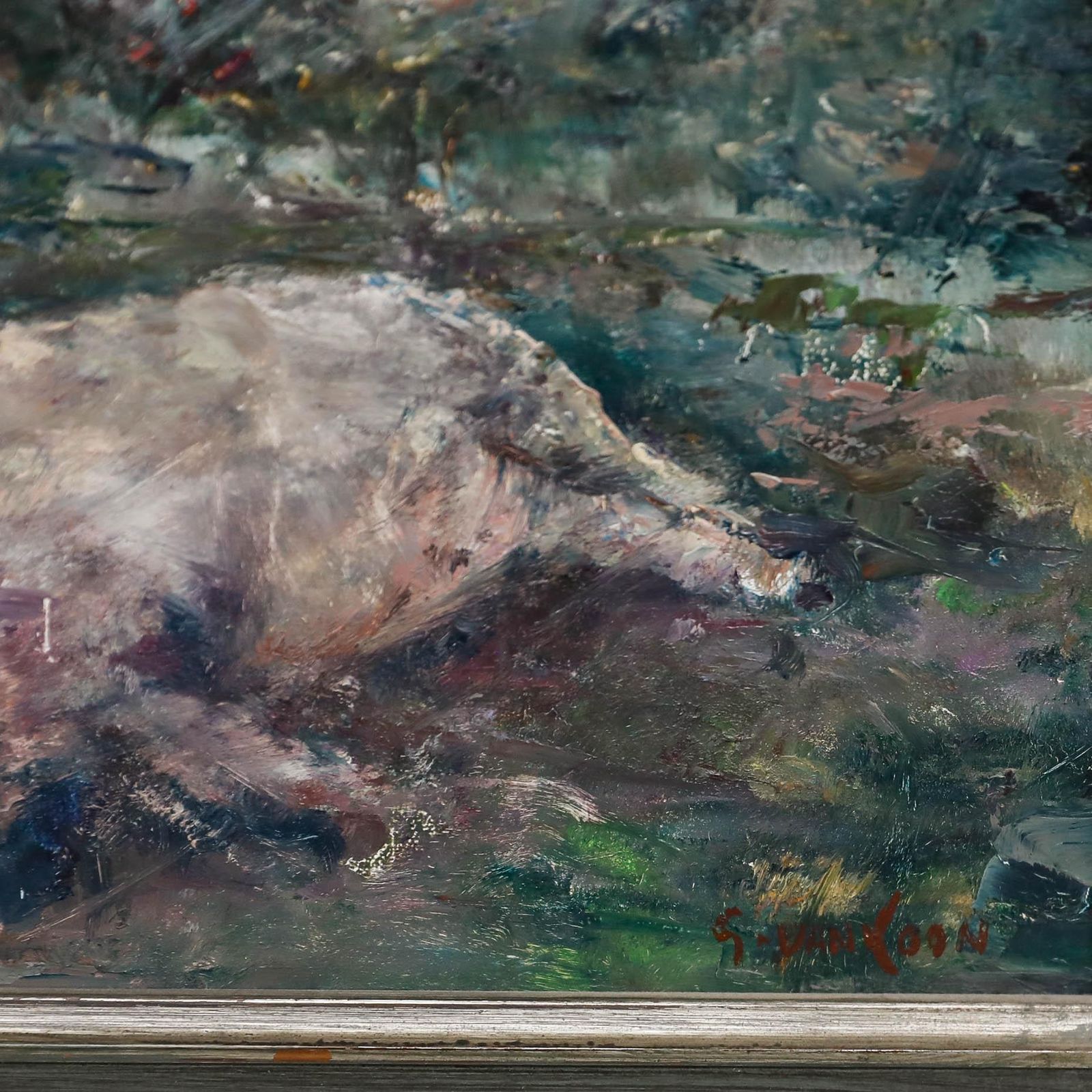 Gustaaf Van Loon (1912 1980) Framed 20th Century Oil, Sleeping Pig photo vinterior
