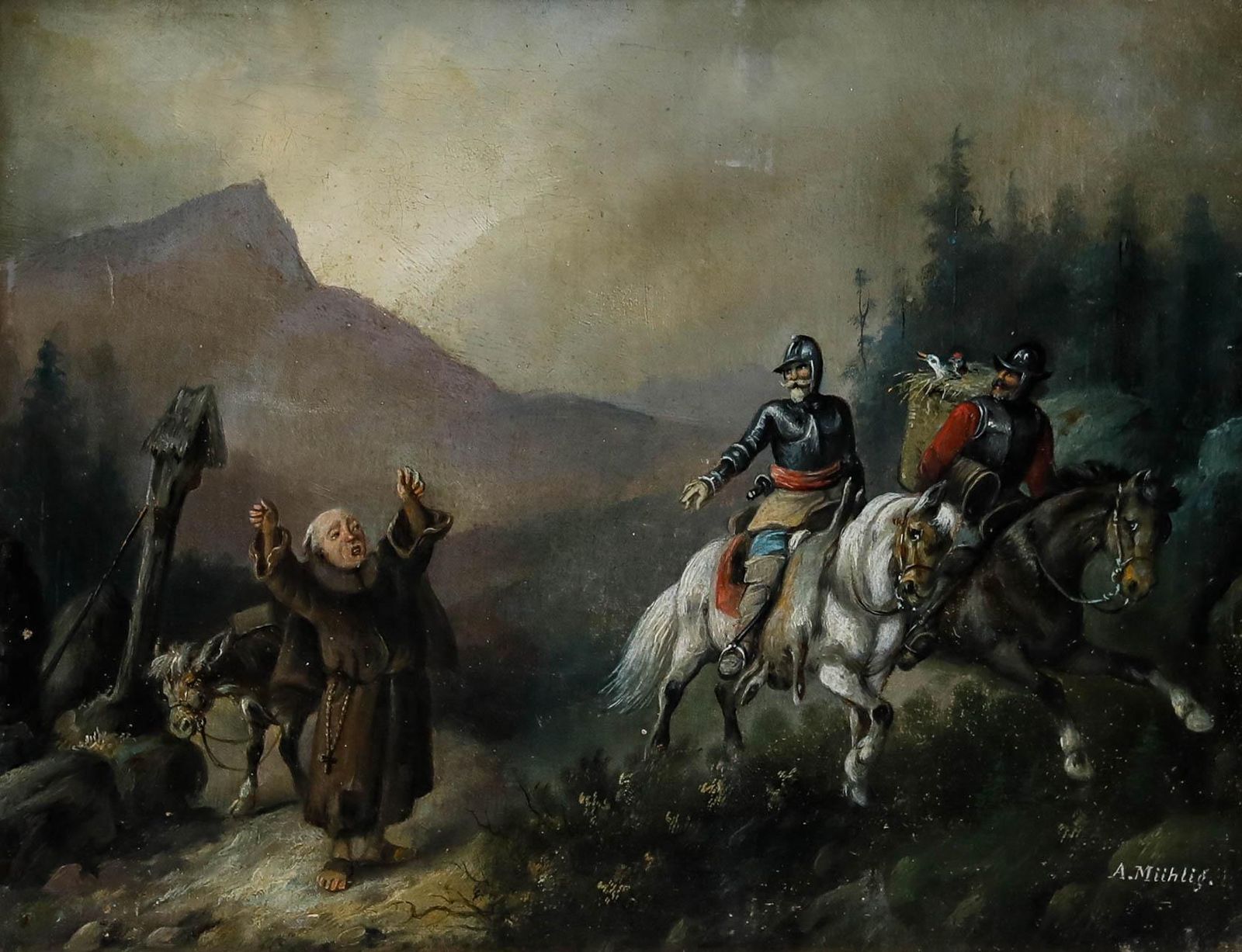 After Meno Mühlig (1823 1873) Late 19th Century Oil, Lenny At The Pass photo furniture