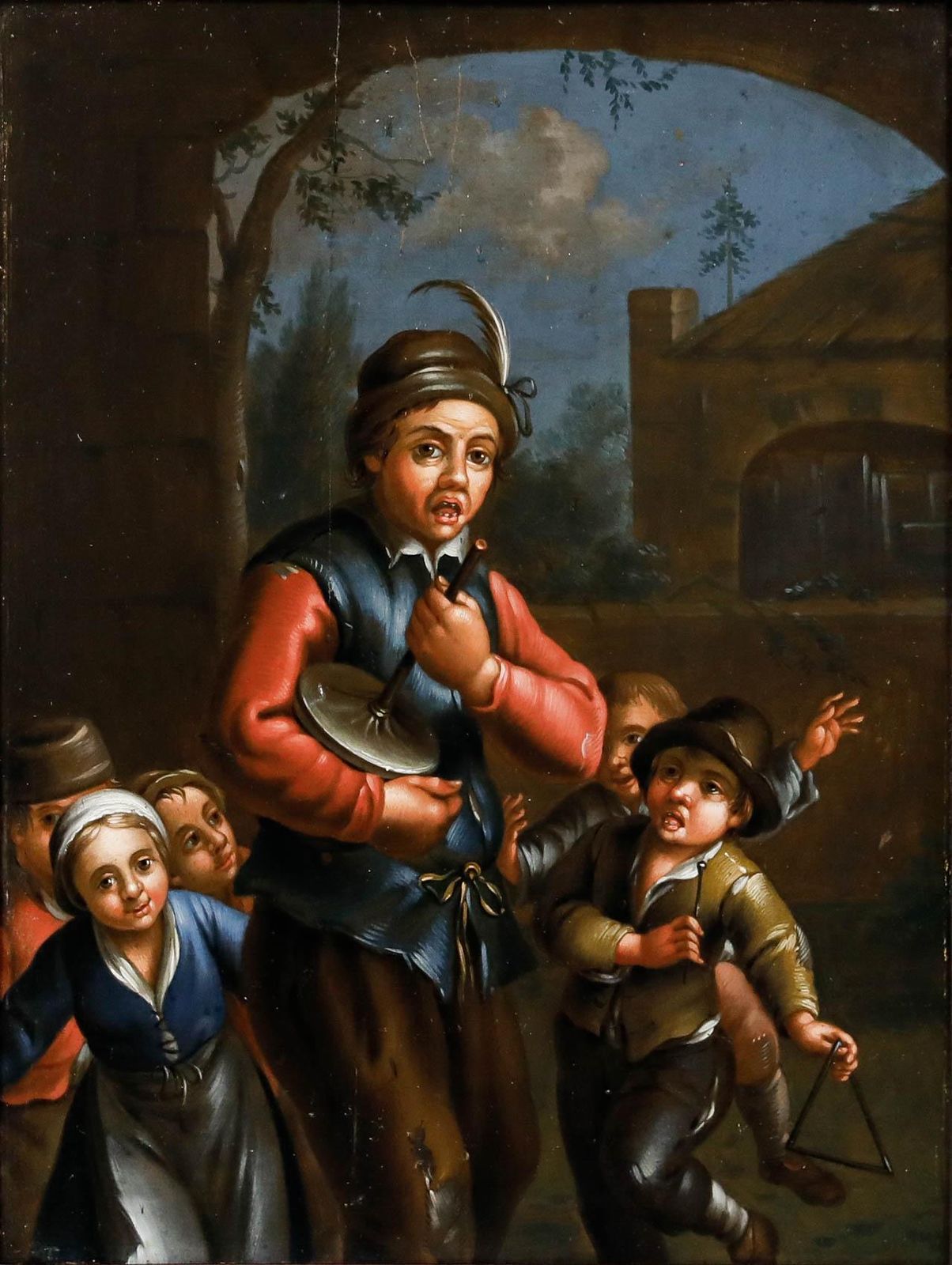 Dutch School 19th Century Oil Street Musicians photo furniture
