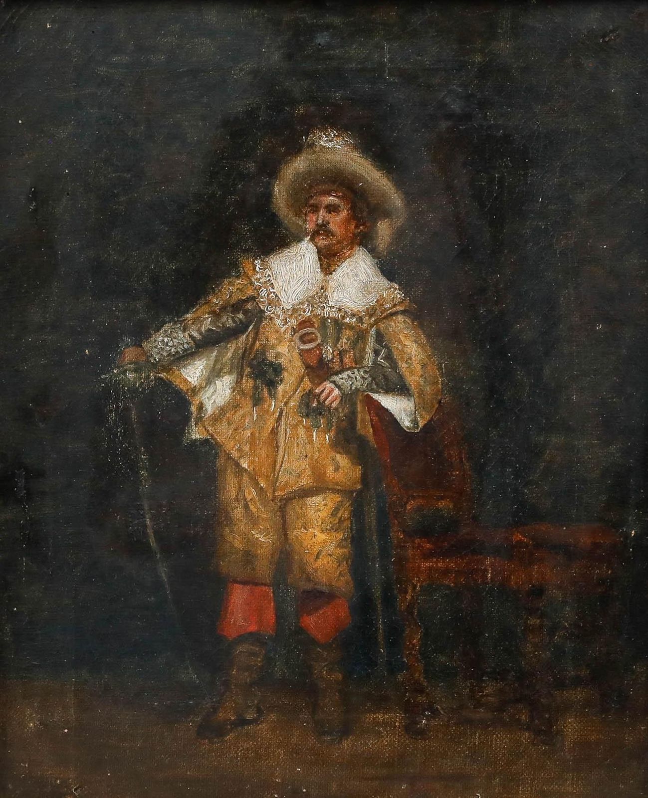 Framed Early 19th Century Oil Portrait Of A Cavalier photo furniture