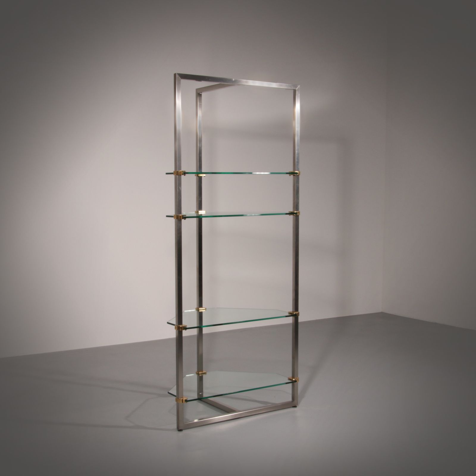 Peter Ghyczy 1970 Corner Cabinet – Iconic Stainless Steel & Aluminum Model R16