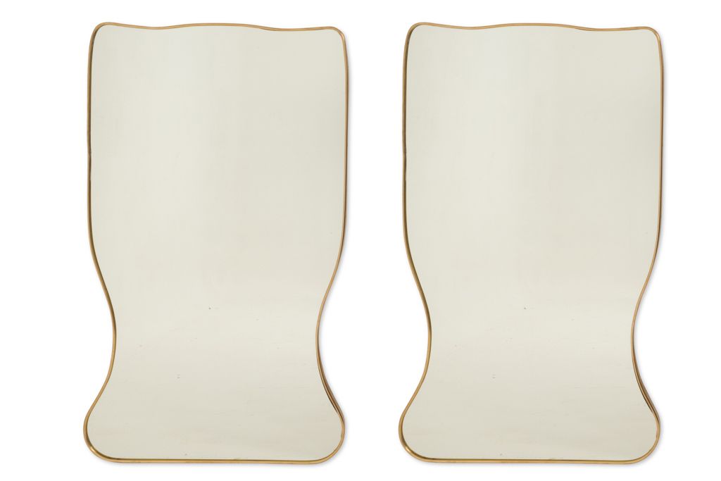 Mirror In Brass And In The Style Of Gio Ponti And The 1980s. photo buy