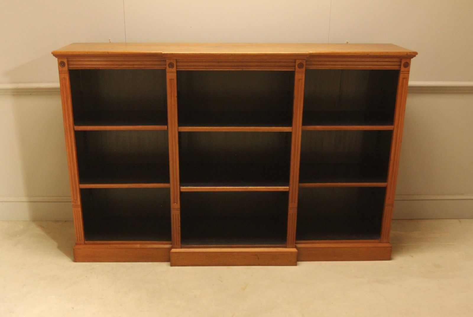 A Fine Pair Of Edwardian Mahogany Breakfront Open Bookcases photo for sale