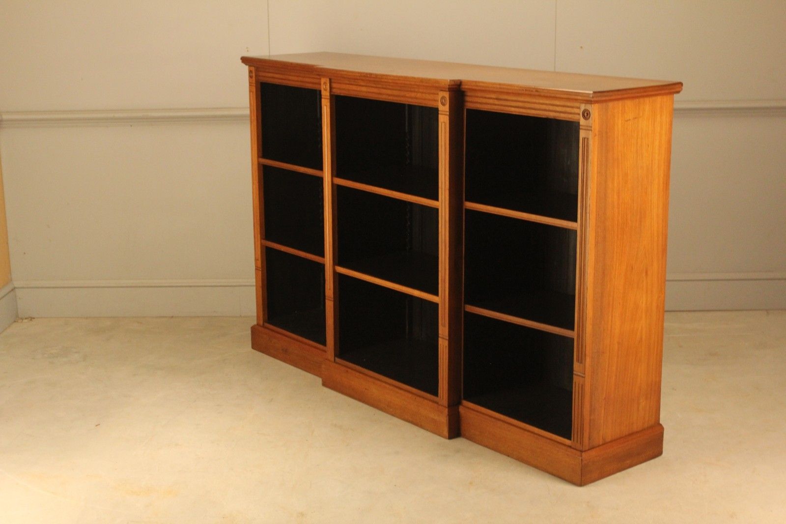photo for sale A Fine Pair Of Edwardian Mahogany Breakfront Open Bookcases