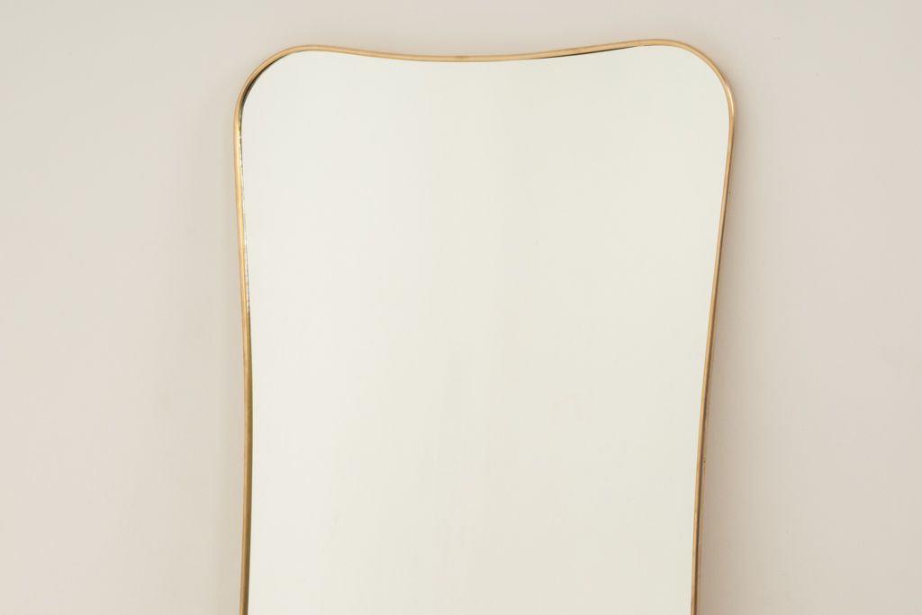 Gilded Brass Mirror In The Style Of Gio Ponti. 1980s Or 1990s. photo Home Decor