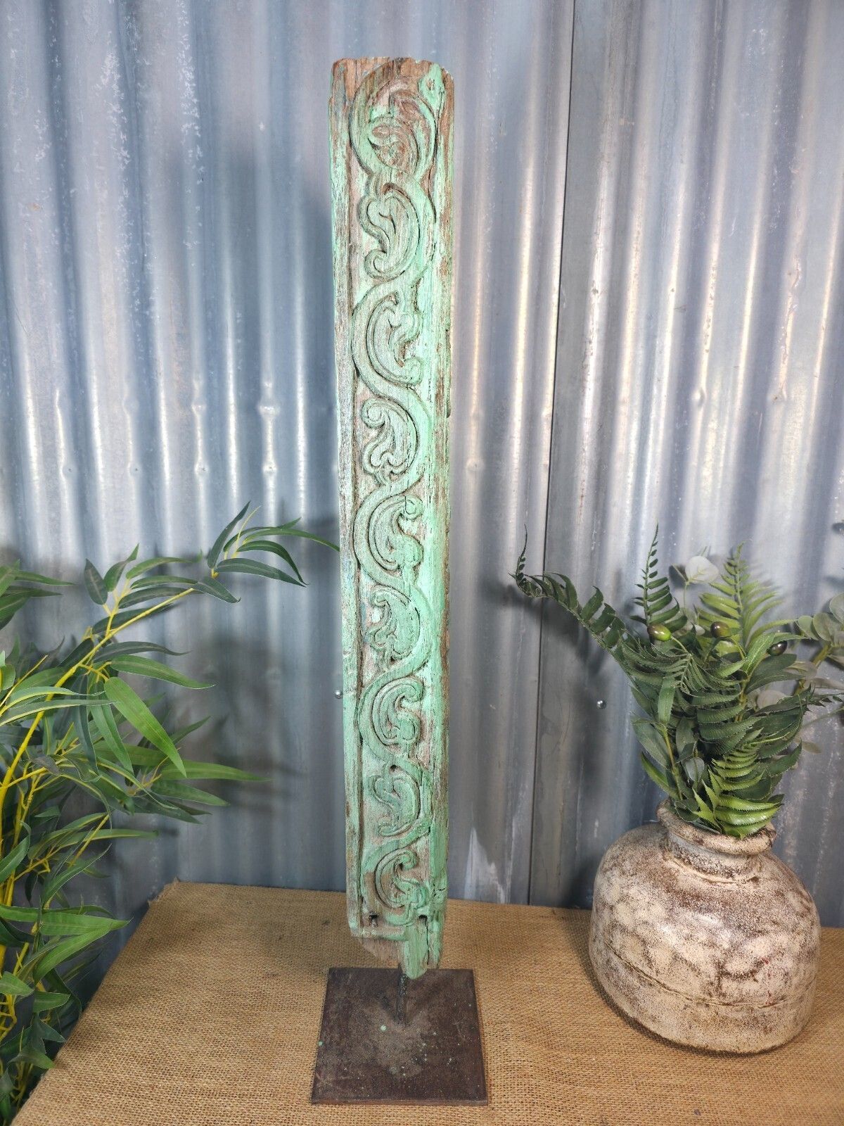 Antique 19th Century Indian Hand Carved Wooden Architectural Corbel On Stand photo 110.0