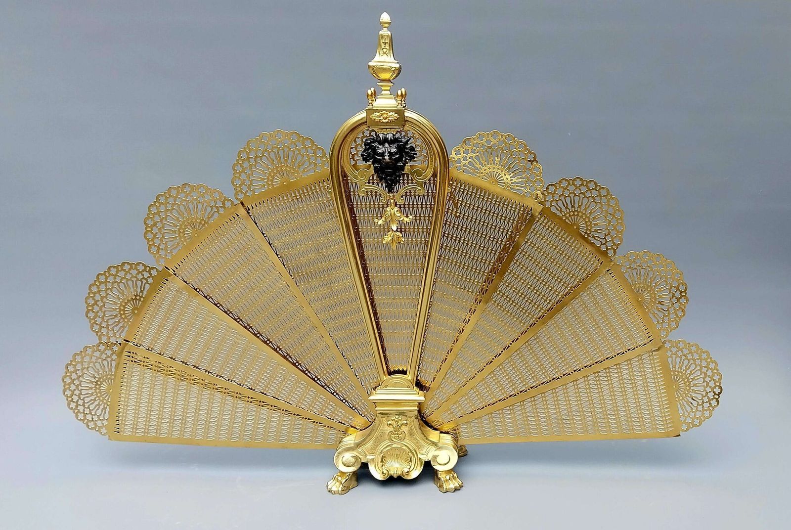 Large Gilt Bronze Antique French Peacock Firescreen By Bouhon Freres Louis Xv1 Style