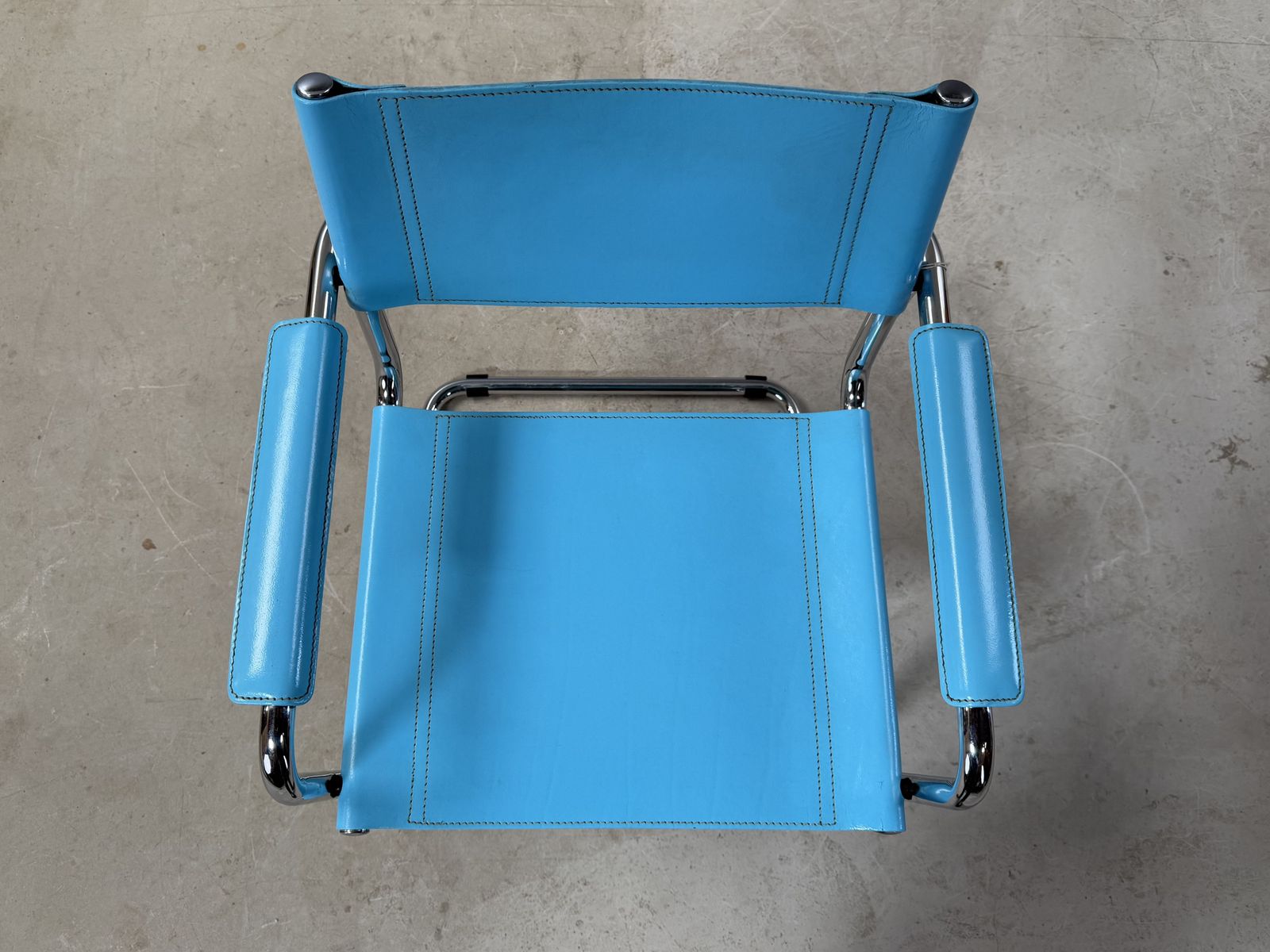Matteo Grassi Leather Cantilever Chair – Bauhaus Italy – Sky Blue Refinished Mart Stam Marcel Breuer Dining Chair photo 295.0