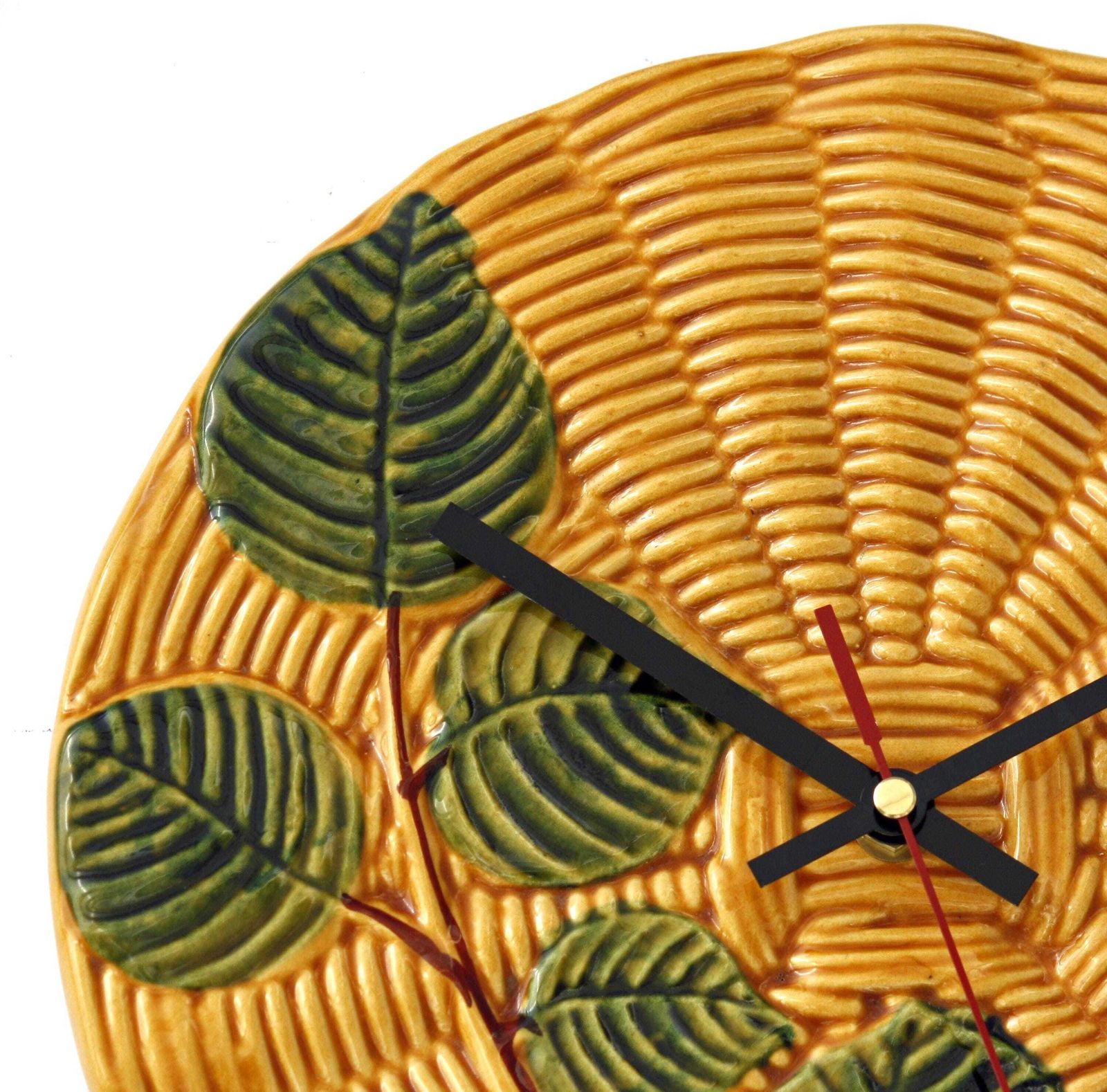 Vintage Vallauris Wall Clock   27cm Ceramic Retro Mid Century Style Yellow Clock Kitsch French Clock Gift Off The Wall Clocks photo for sale