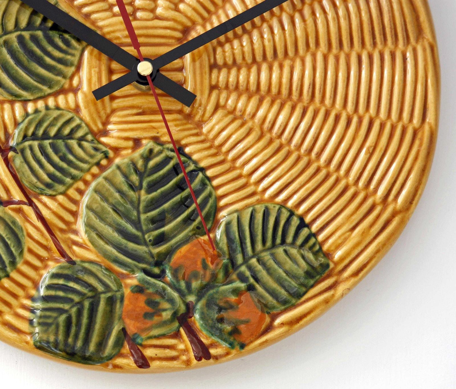 Vintage Vallauris Wall Clock   27cm Ceramic Retro Mid Century Style Yellow Clock Kitsch French Clock Gift Off The Wall Clocks photo Home Decor