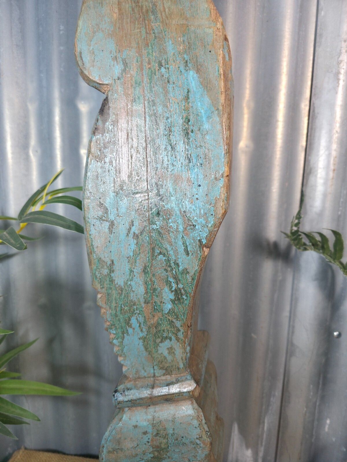 Antique 19th Century Indian Hand Carved Wooden Architectural Corbel On Stand photo for sale