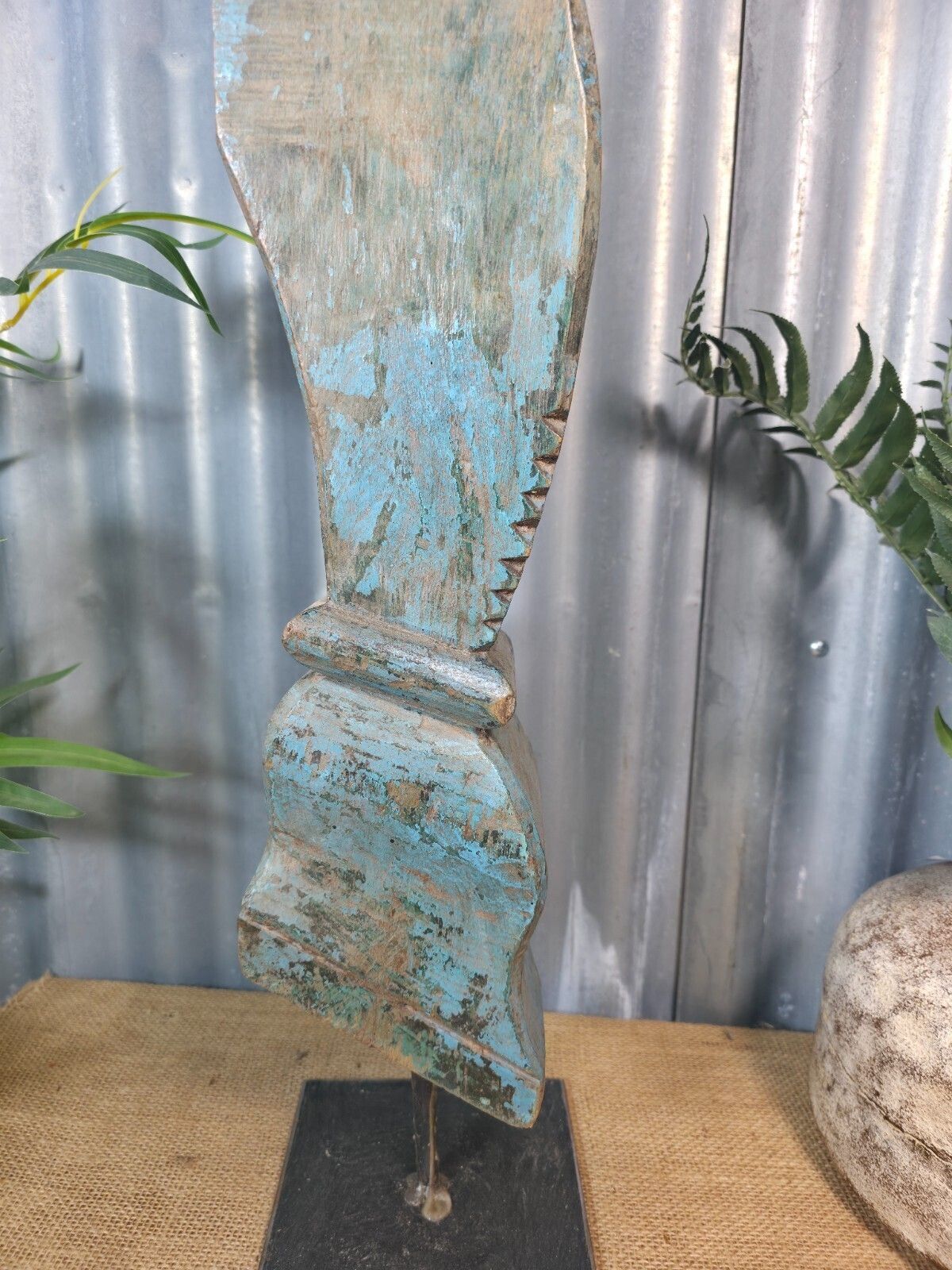 Antique 19th Century Indian Hand Carved Wooden Architectural Corbel On Stand photo buy