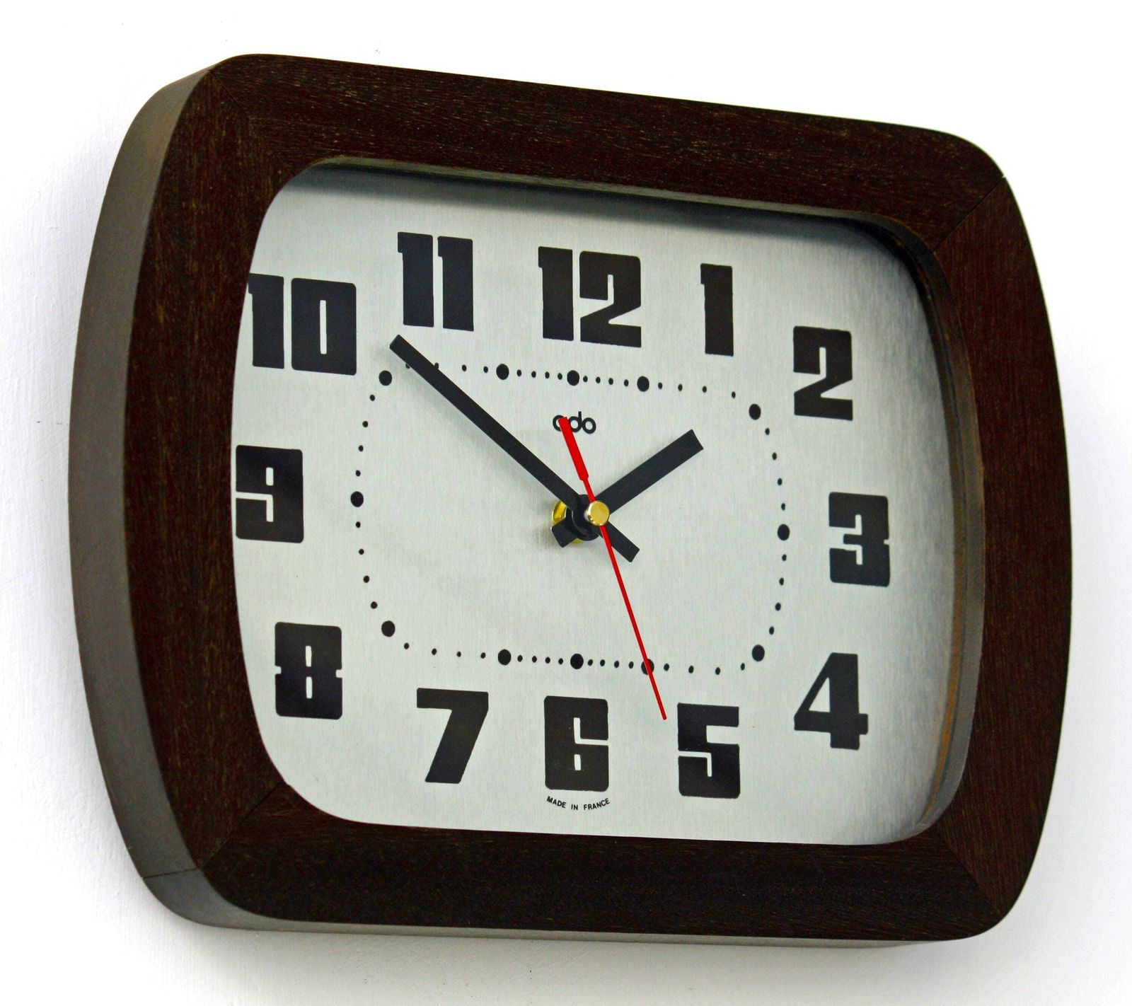 Vintage Odo Wall Clock   30cm Wooden French Retro Mid Century Style 1970s Atomic Gift Off The Wall Clocks photo furniture