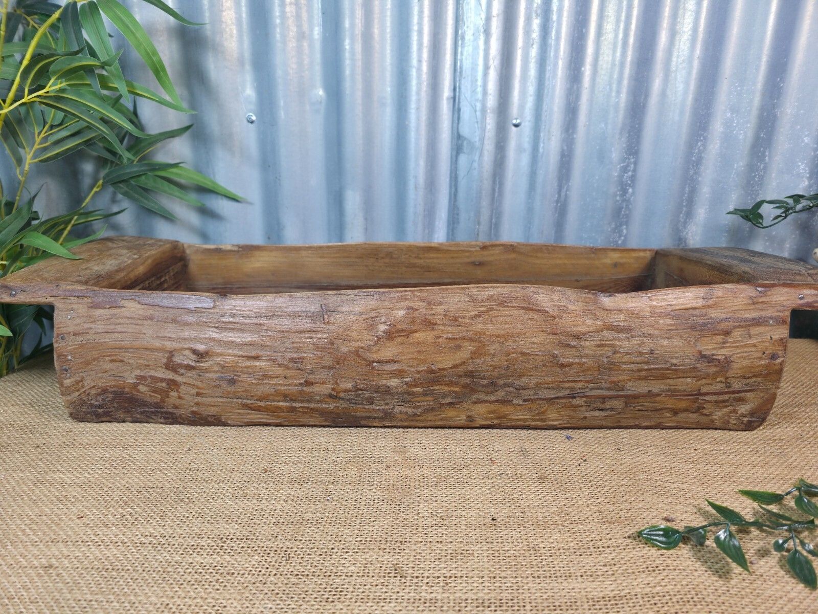 Vintage Rustic Wabi Sabi Hand Made Hardwood Wooden Trough photo buy