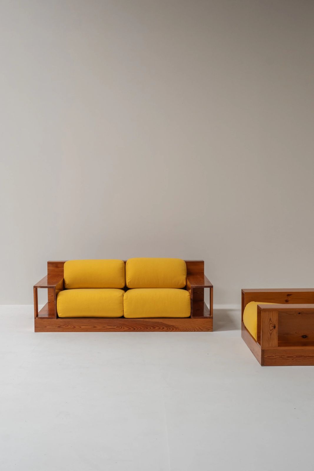 Italian Wooden 2 Seater Lounge Chair, 1970s photo vintage