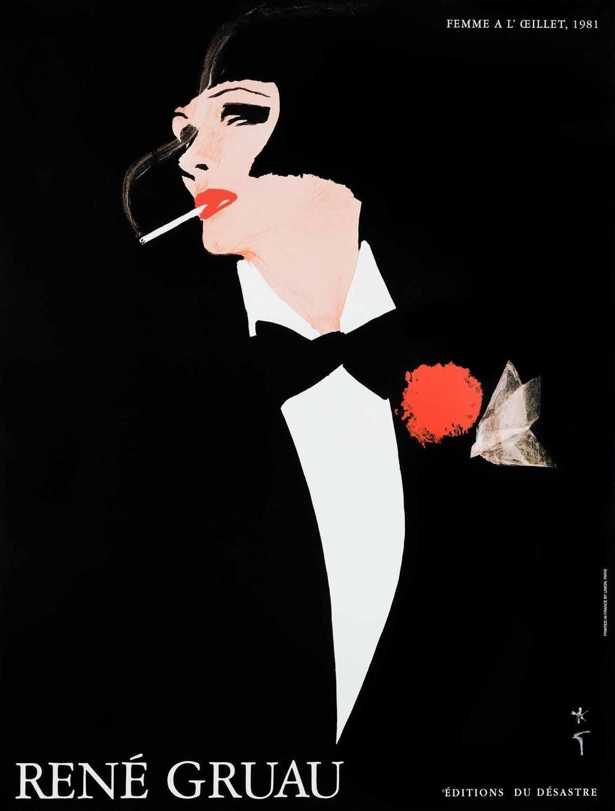 René Gruau, 1981   Femme A L'oeillet   Original Poster Printed In Offset Cm 80 X 60