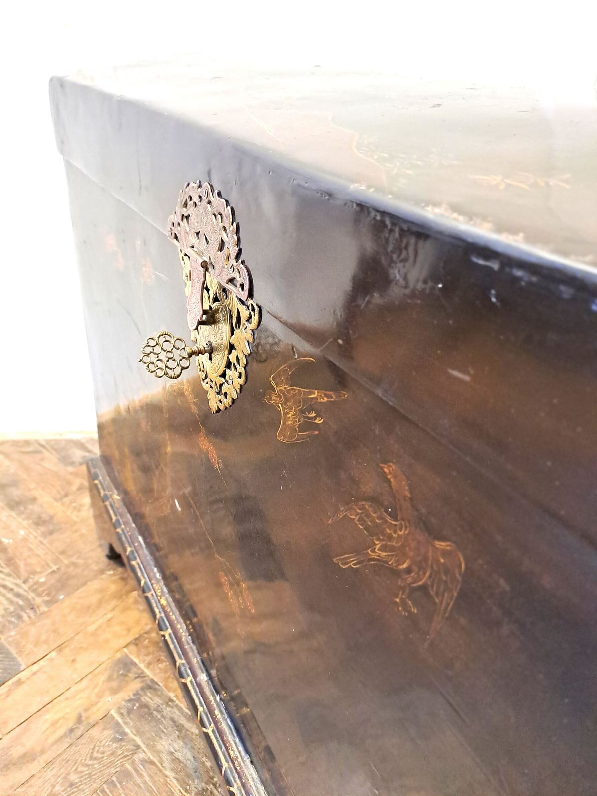 Japanese Black Lacquer Chest, 1900s photo furniture