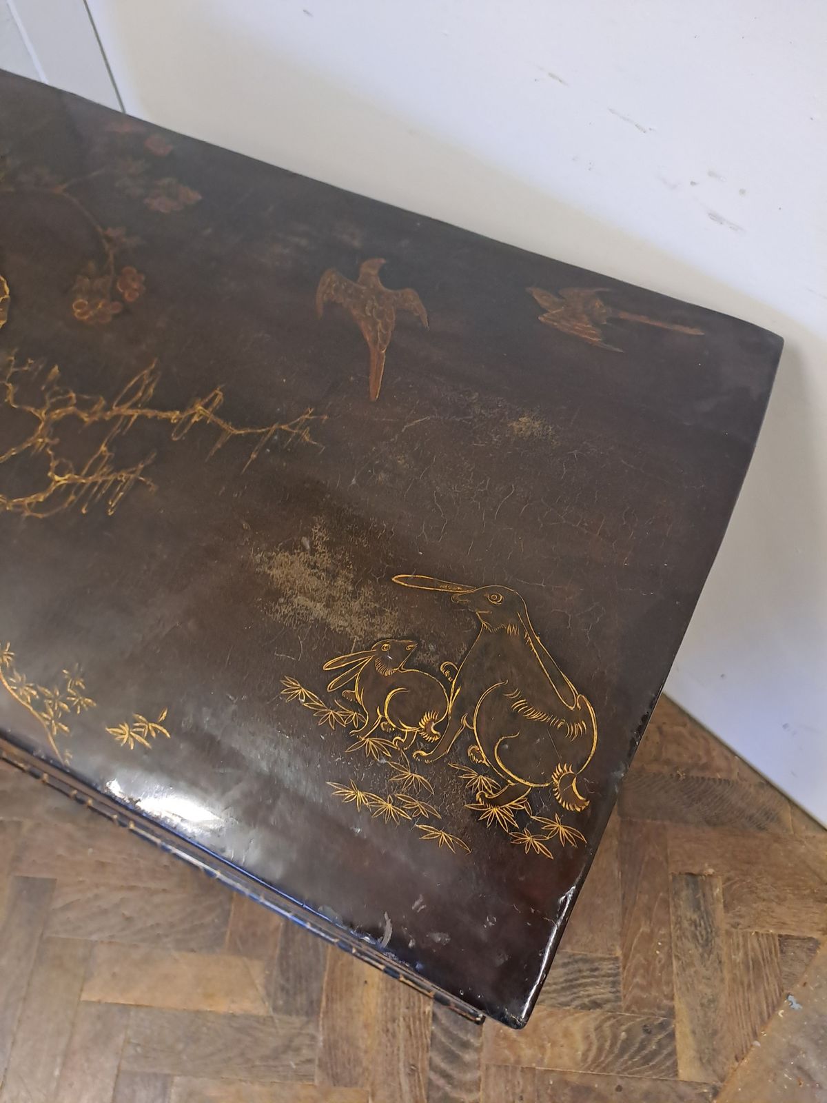Furniture Japanese Black Lacquer Chest, 1900s photo