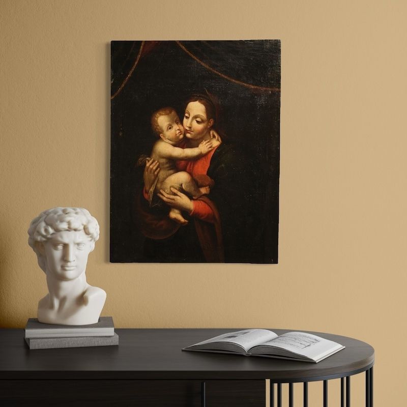 photo furniture Antique Religious Painting Madonna And Child From The 18th Century