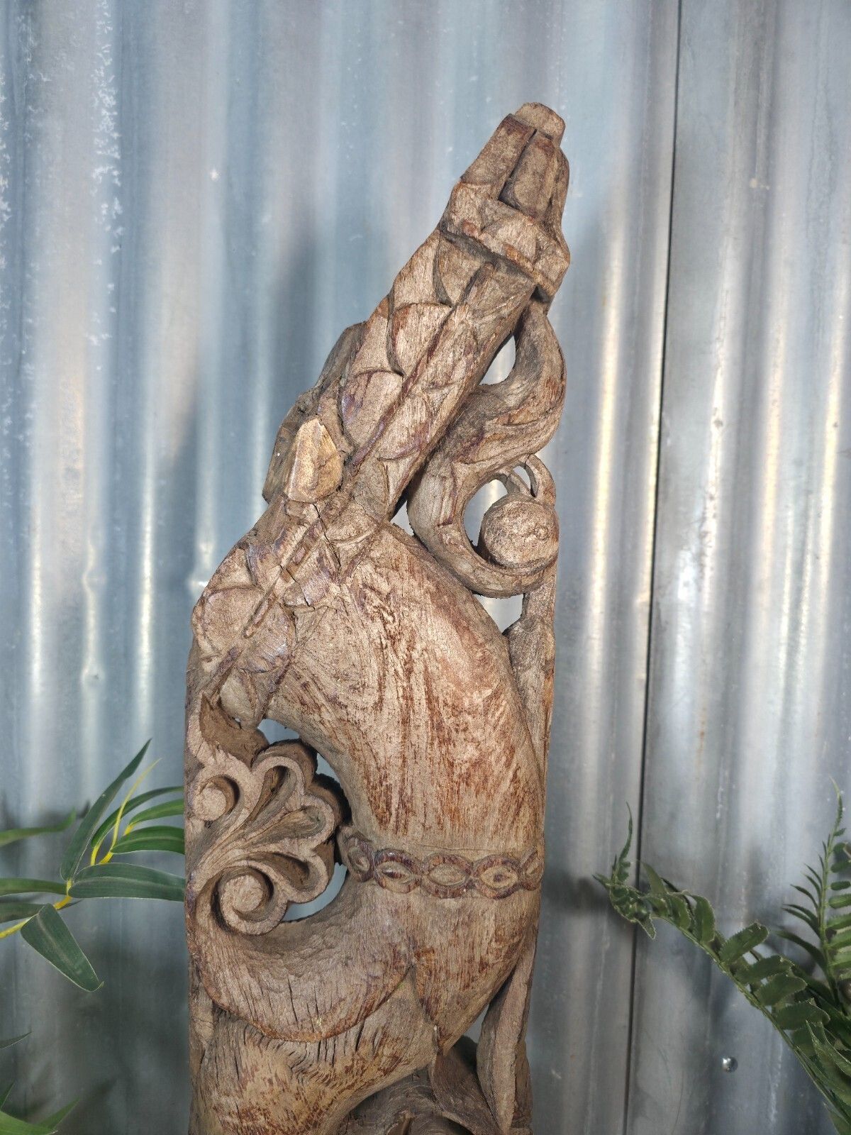 Antique 19th Century Indian Hand Carved Wooden Architectural Corbel On Stand photo buy