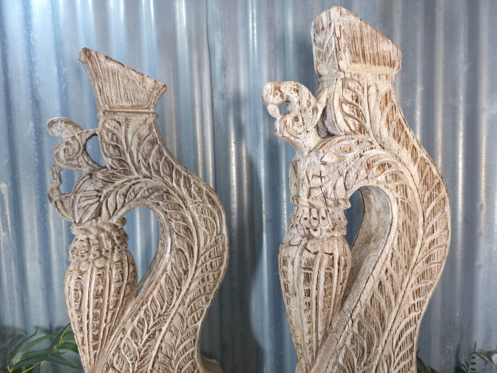 Pair Of Antique 19th Century Indian Hand Carved Wooden Architectural Corbels photo for sale