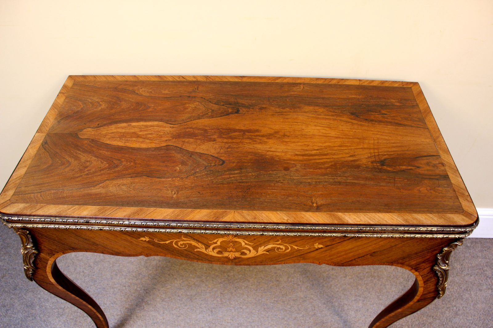 19thc. Rosewood & Kingswood Cross Banded Card Table photo for sale