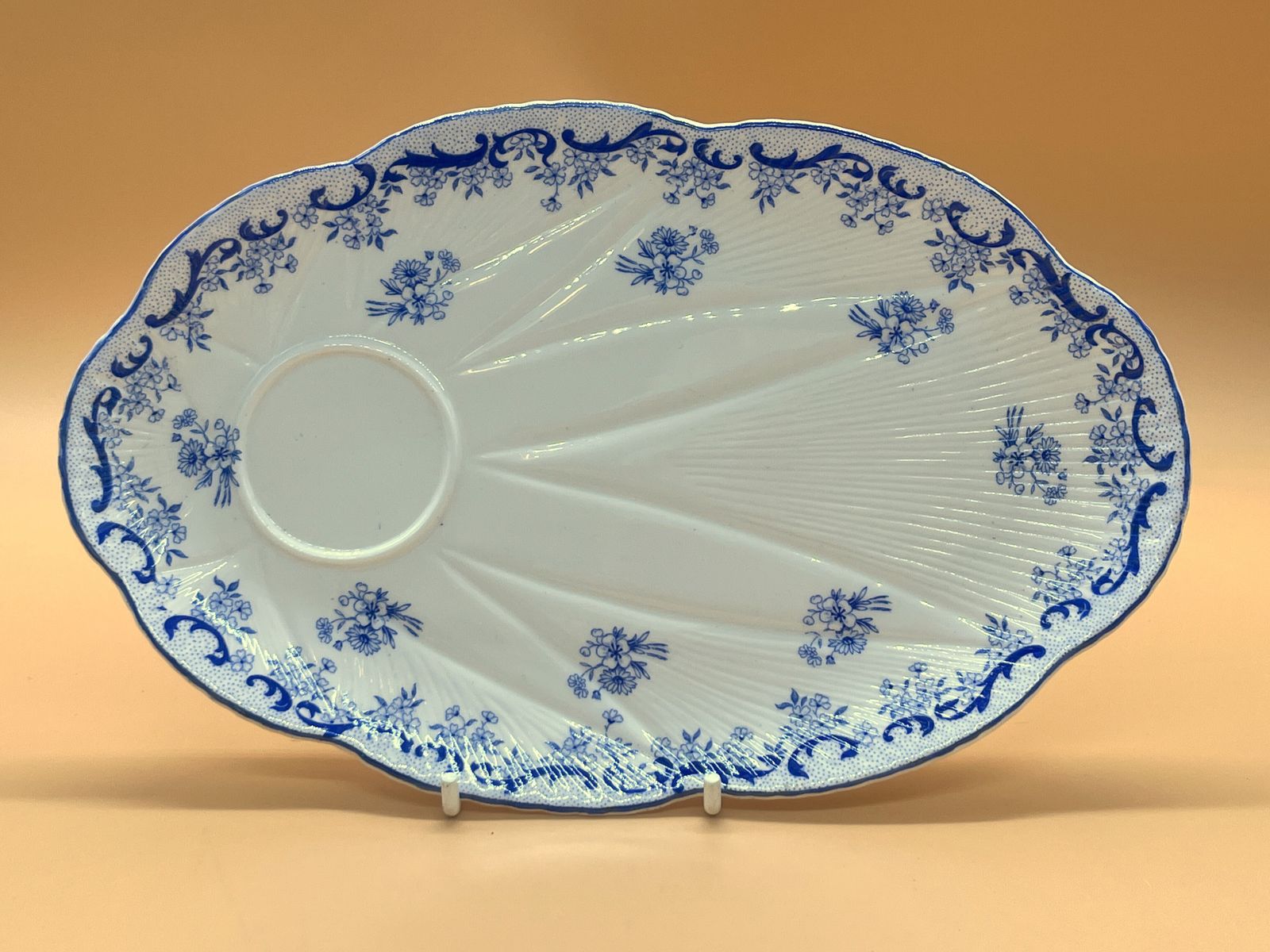 Vintage Shelley China Heavenly Blue Dainty Shape Tennis / Snack Tea Cup And Plate Set. 14075. C1940's. photo furniture