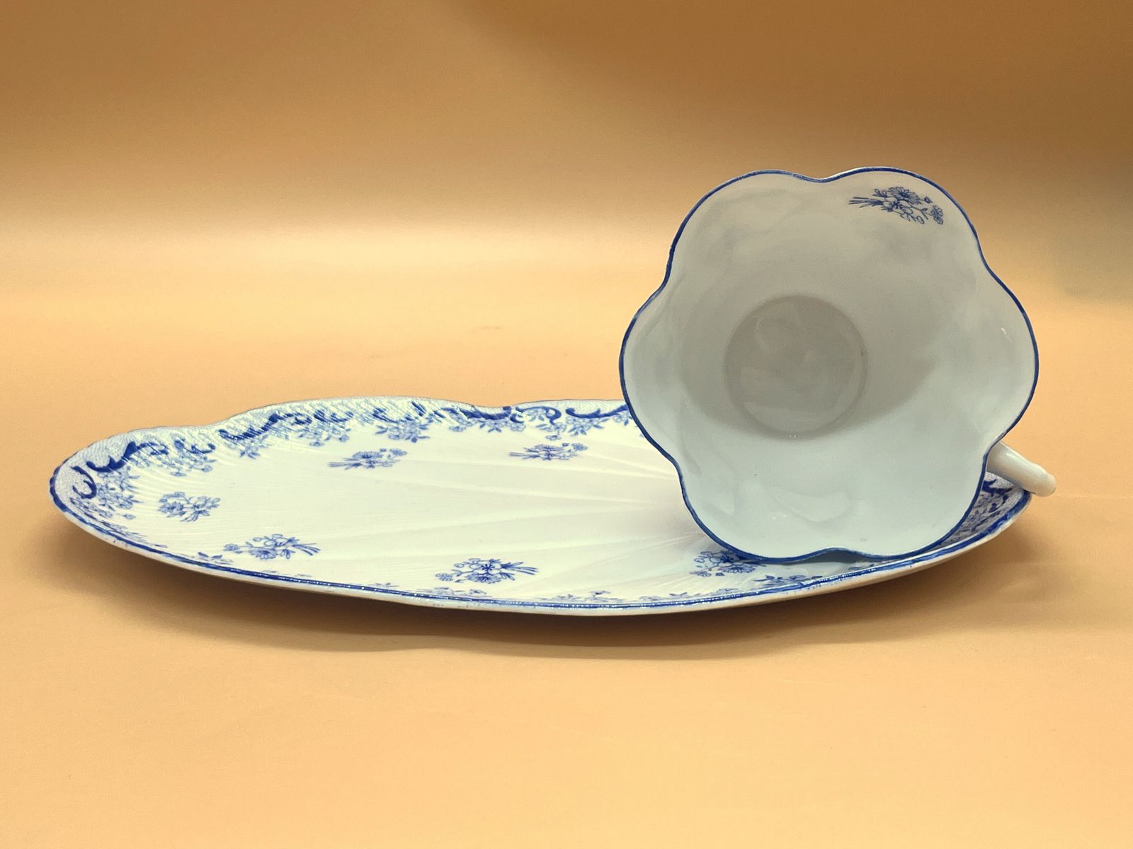 Home Decor Vintage Shelley China Heavenly Blue Dainty Shape Tennis / Snack Tea Cup And Plate Set. 14075. C1940's. photo