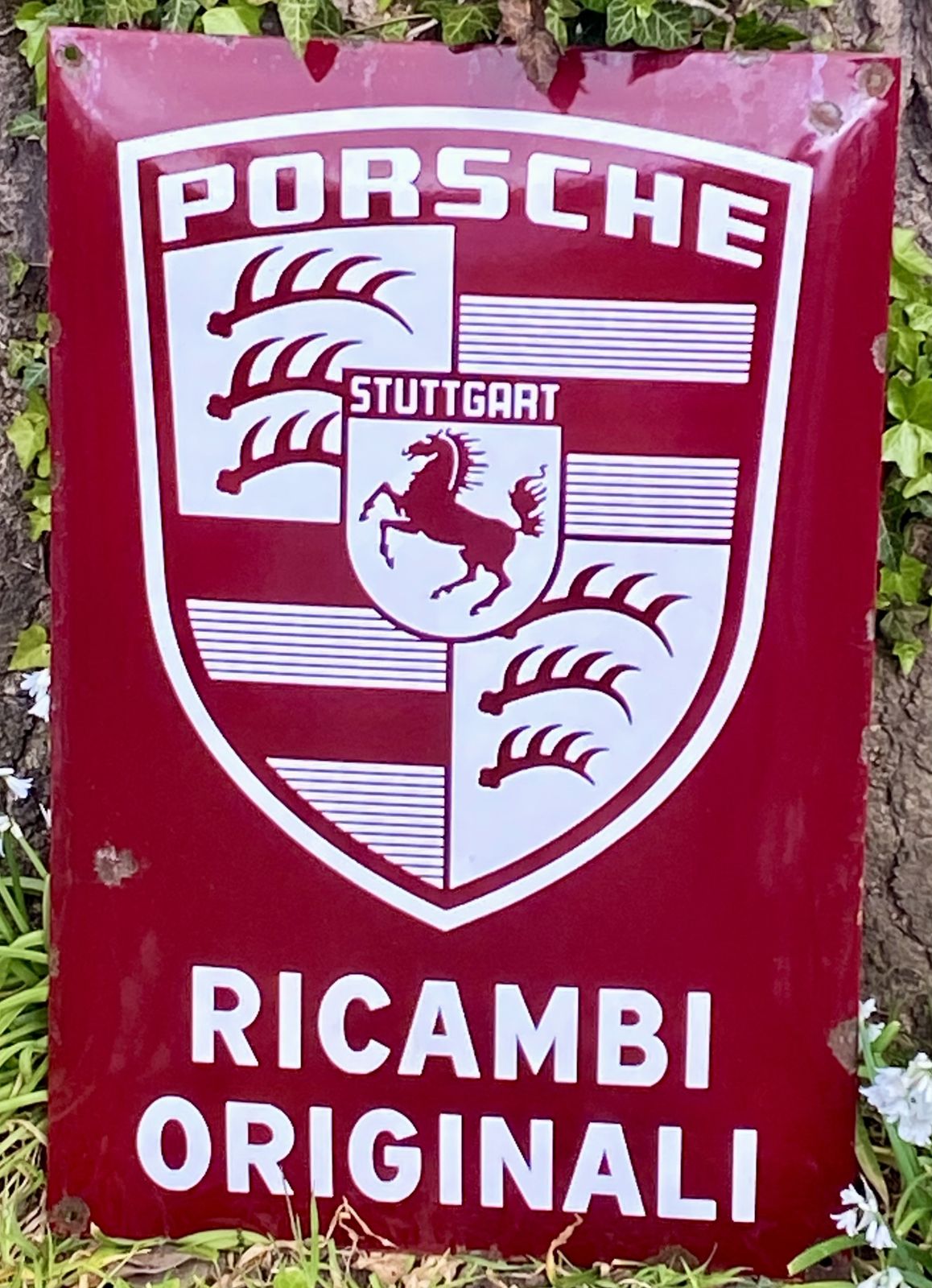Porsche Enamel Metal Dealership Sign Original Spare Parts Design Ricambi Originali Auto Garage Workshop Sign photo furniture