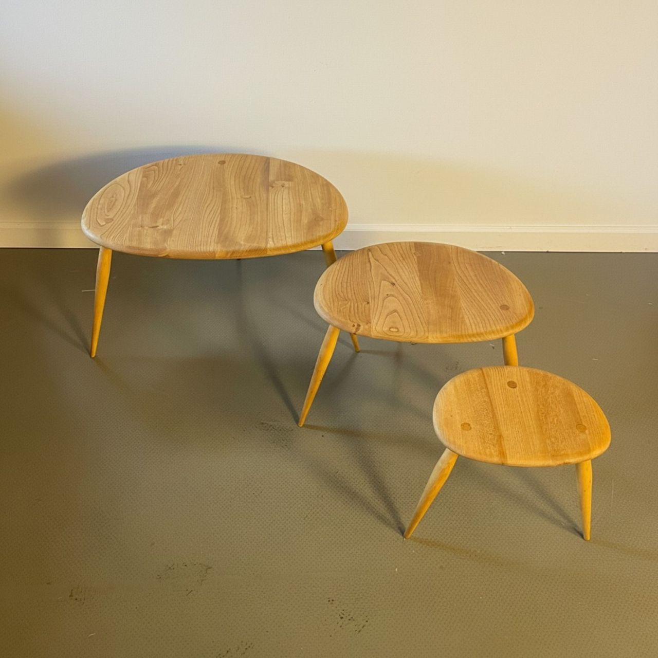 Ercol Nest Of Blonde Pebble Tables photo for sale