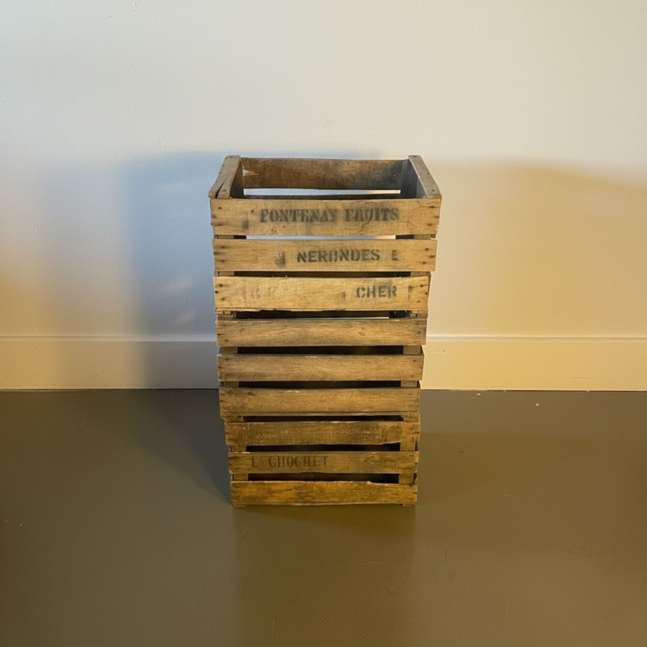 Set Of 3 French Wooden Bushel Boxes photo furniture