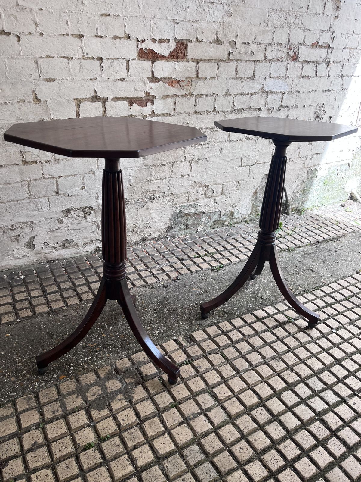 Elegant Matching Pair Of Regency Mahogany Side Tables photo furniture