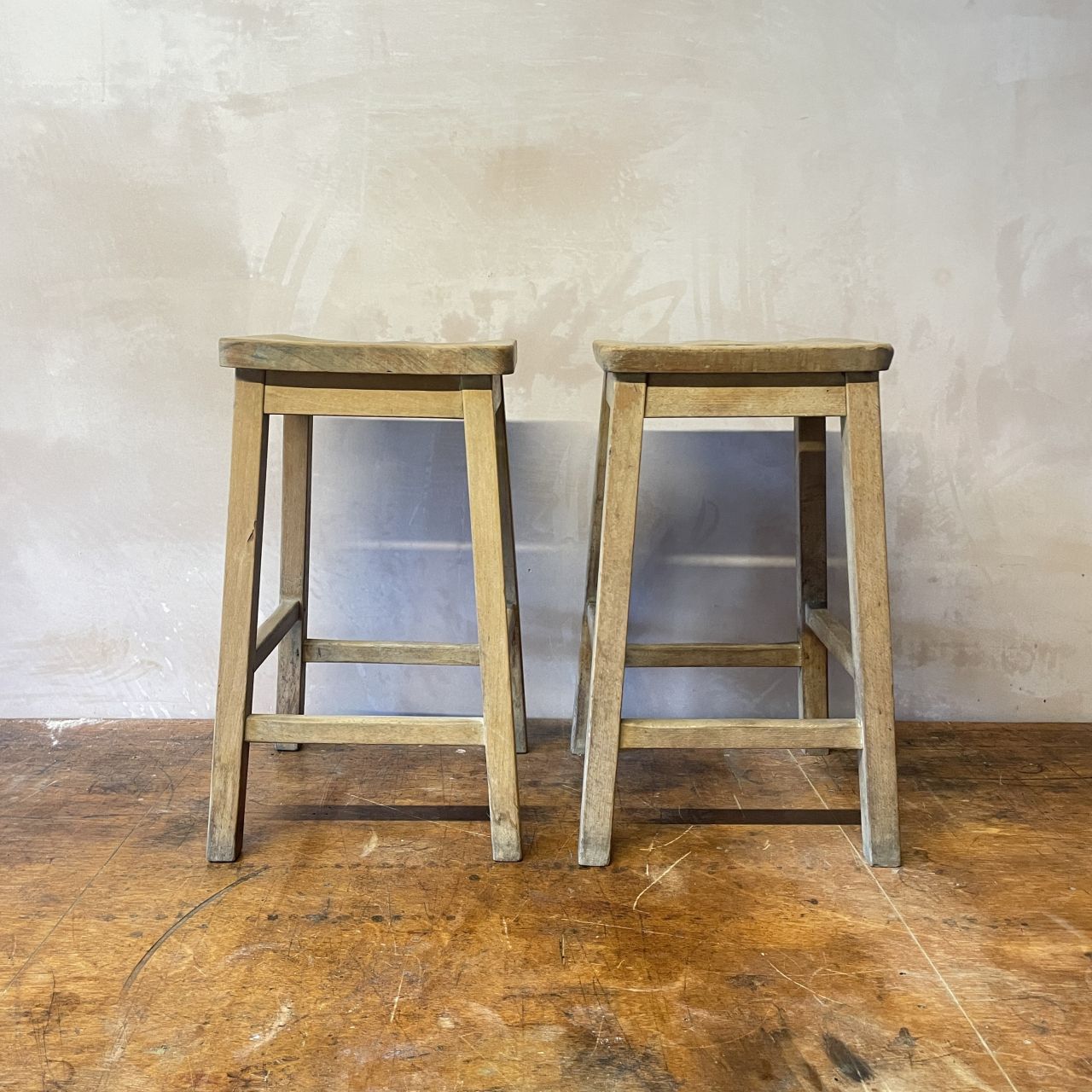 Pair Of Wooden Lab Bar Stools photo buy