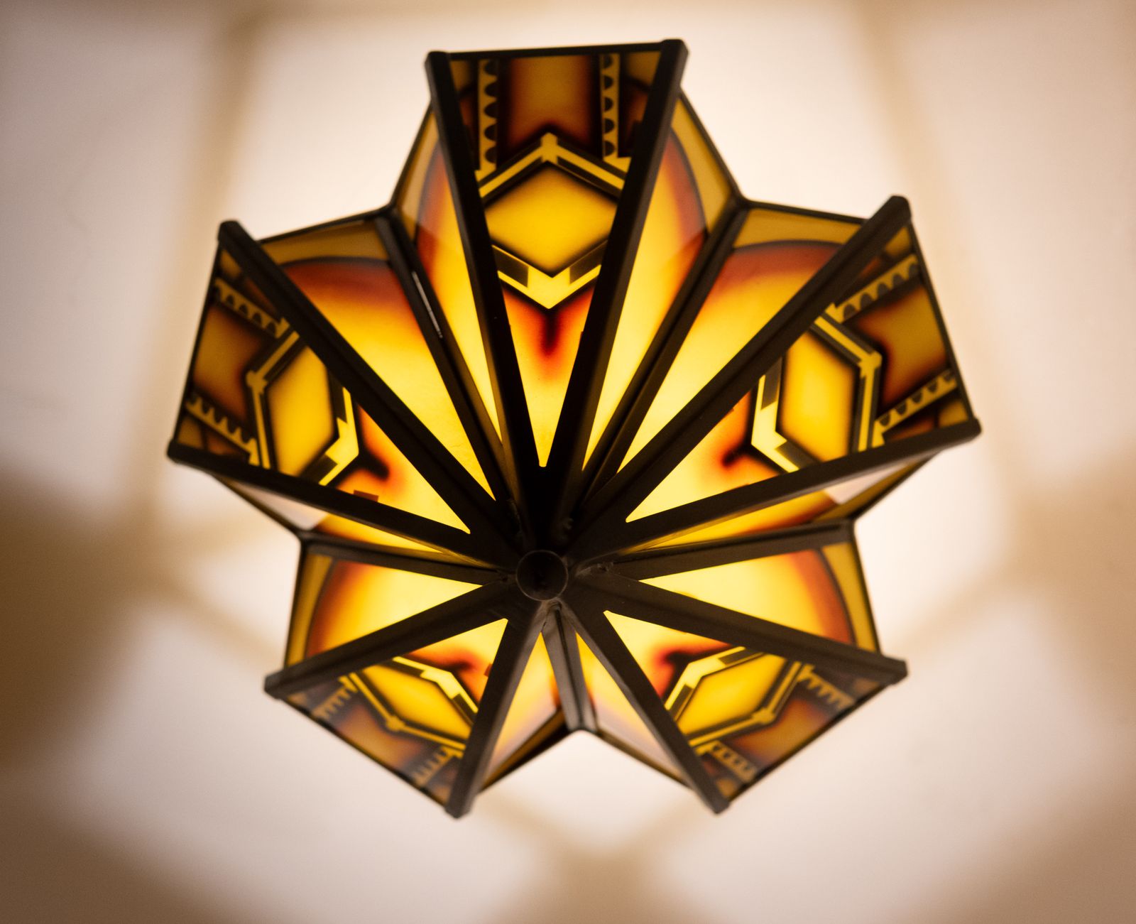 Amsterdam School Dutch Art Deco Stained Glass Chandelier Holland photo Lighting