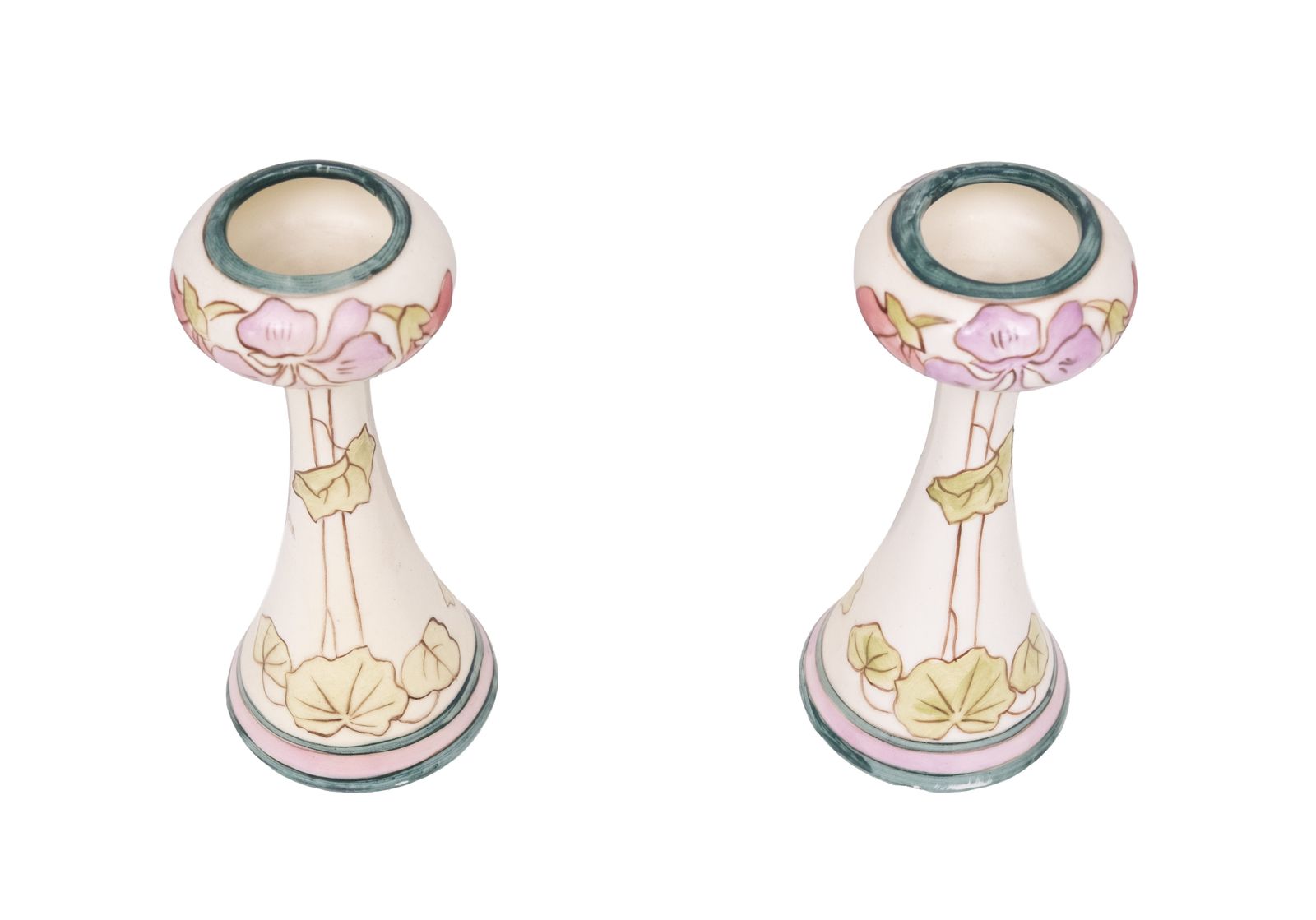 Art Nouveau Vases By Royal Dux, Pastel Floral Design, 1930s, Pair photo furniture