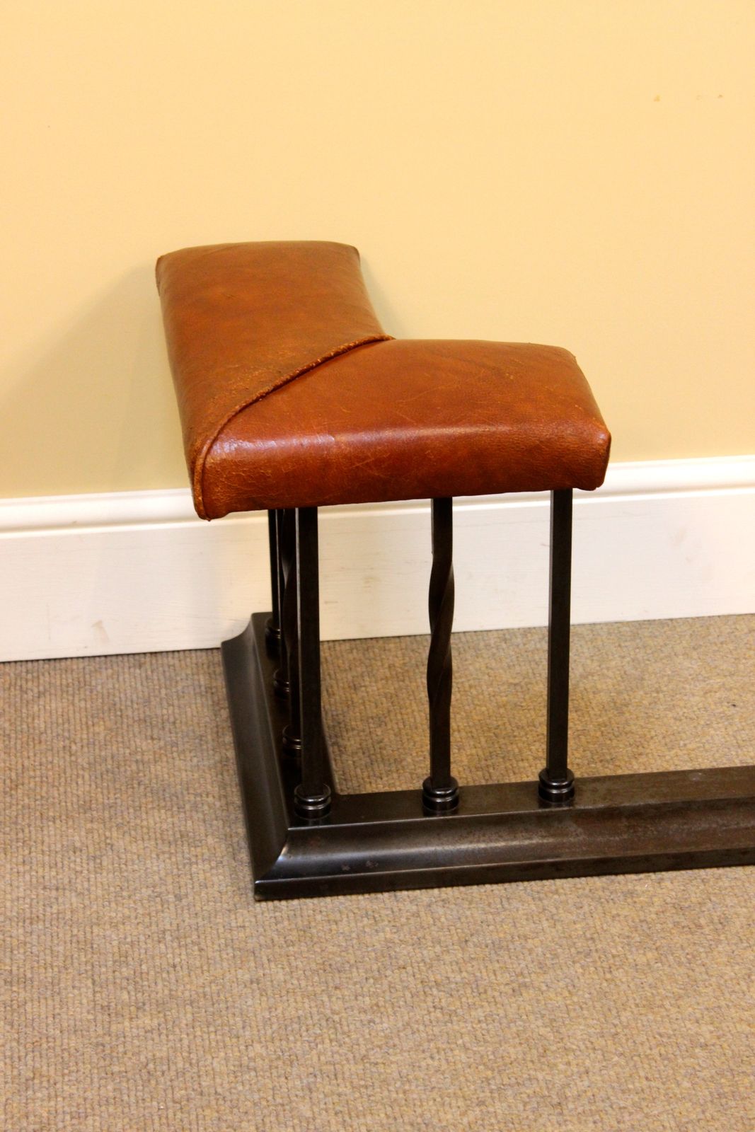 Early 20thc. Steel & Leather Club Fender photo Home Fixtures