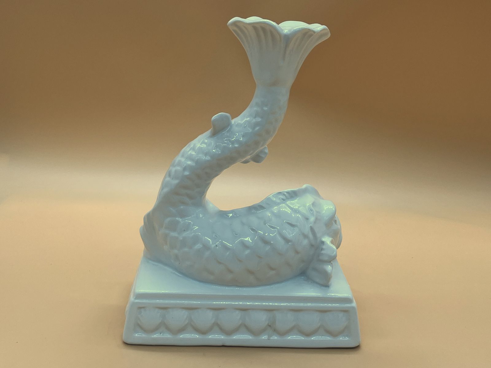 Antique Wedgwood Creamware Pottery Stylized Dolphin Candlestick. C1900. photo for sale