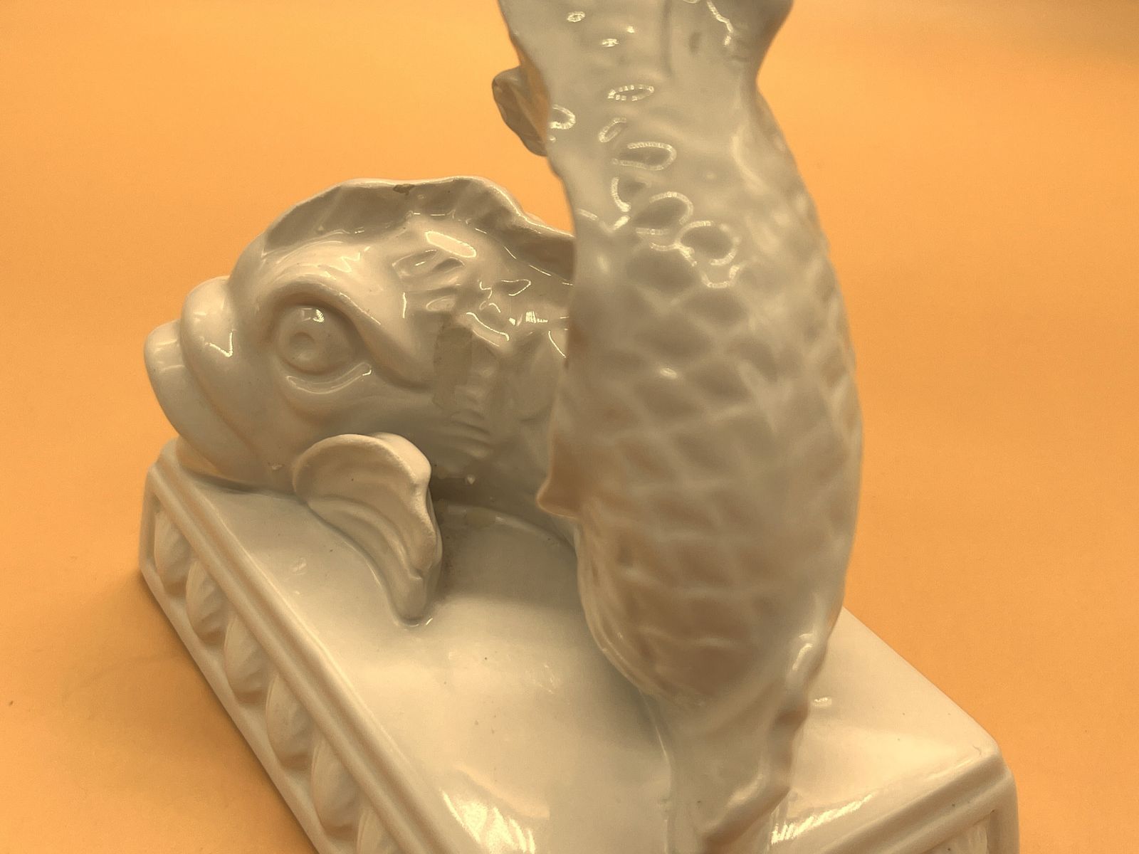 Antique Wedgwood Creamware Pottery Stylized Dolphin Candlestick. C1900. photo vintage
